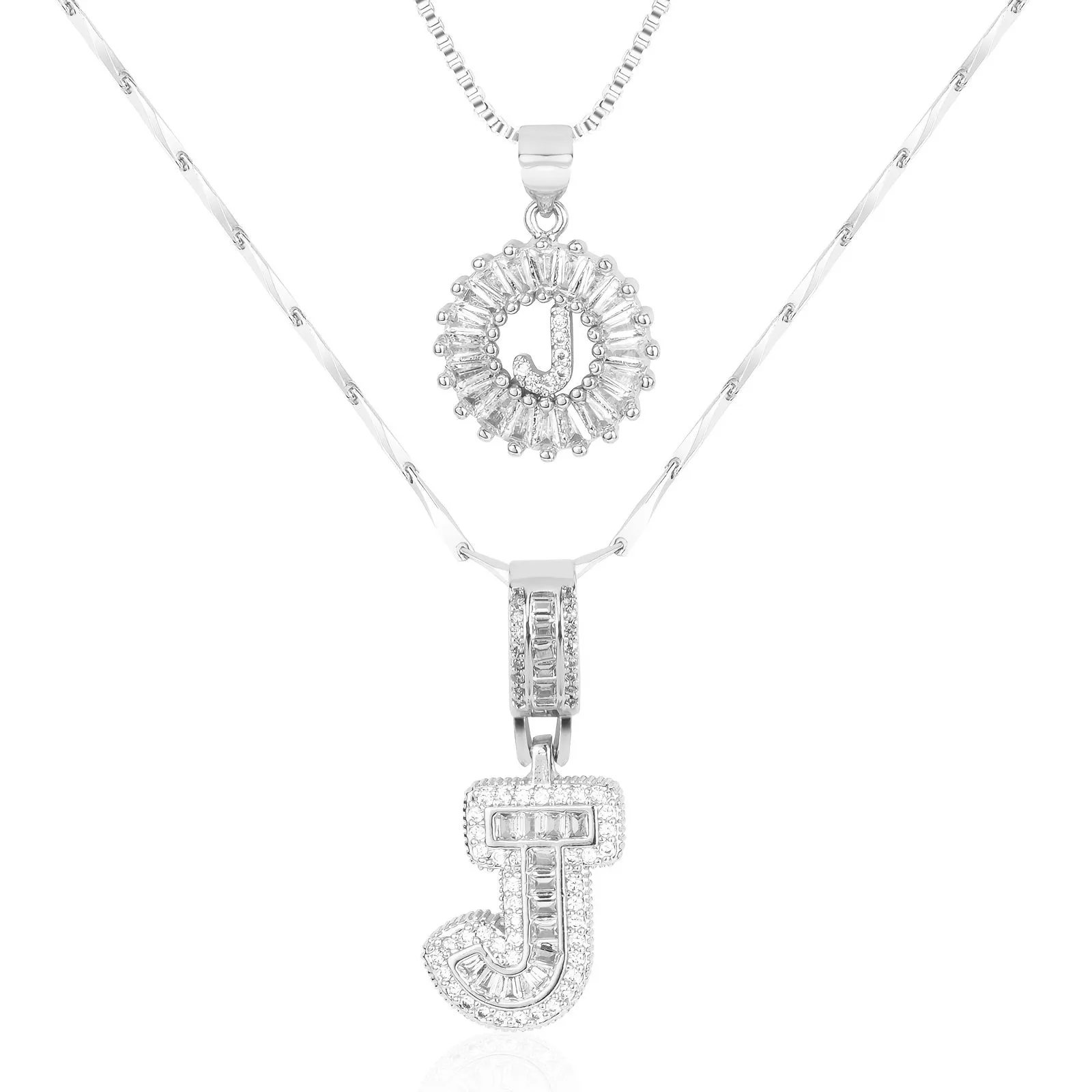 Keep & Share: 2pc 14k Diamond Letter Initial Necklaces
