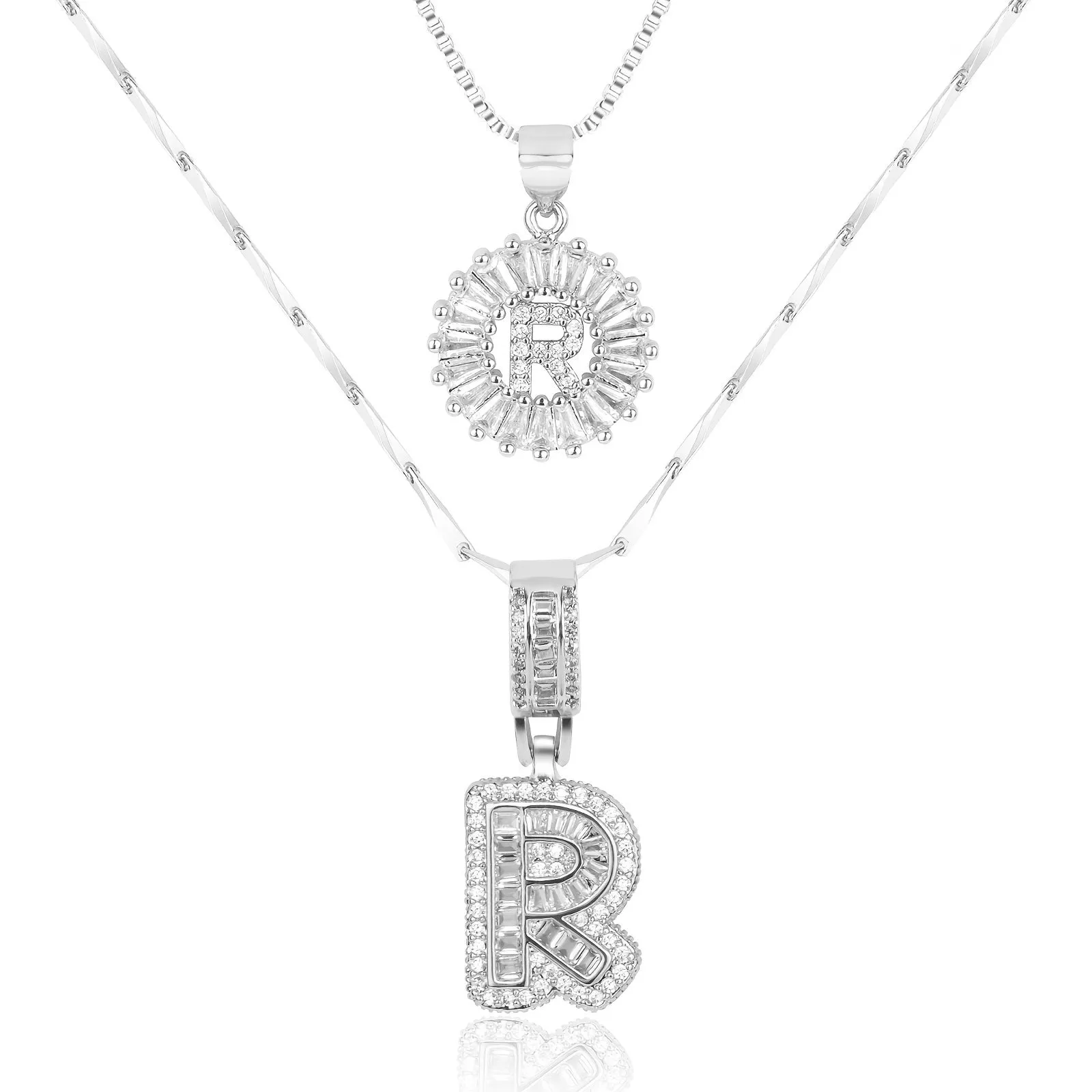 Keep & Share: 2pc 14k Diamond Letter Initial Necklaces
