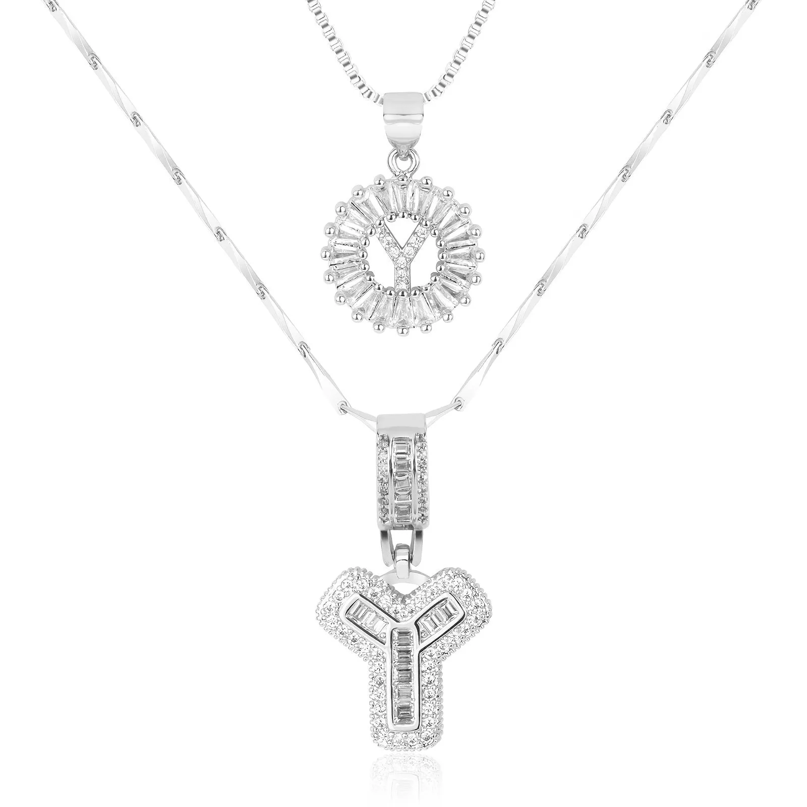 Keep & Share: 2pc 14k Diamond Letter Initial Necklaces