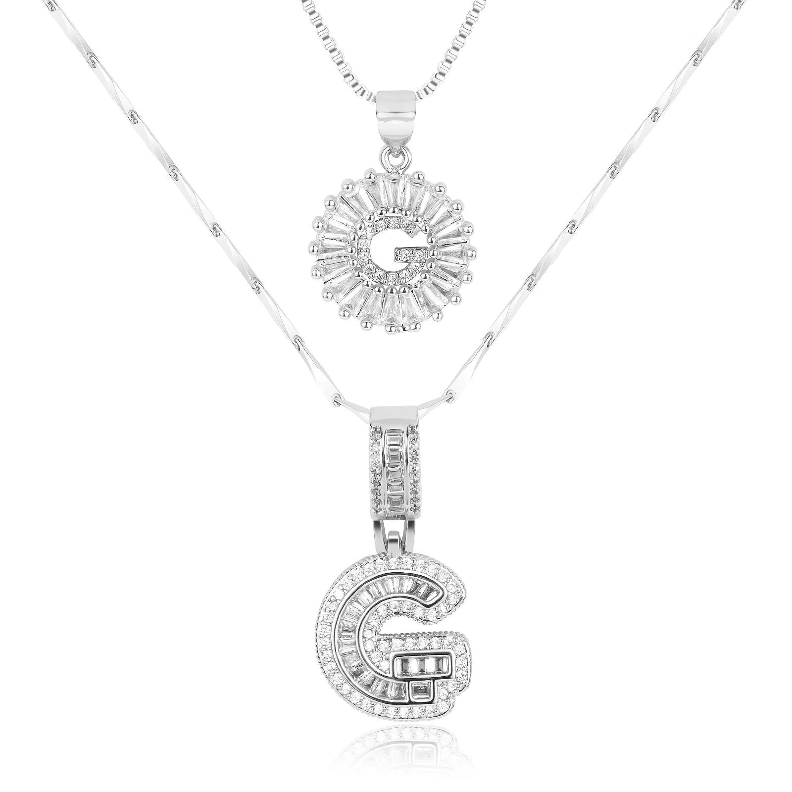 Keep & Share: 2pc 14k Diamond Letter Initial Necklaces