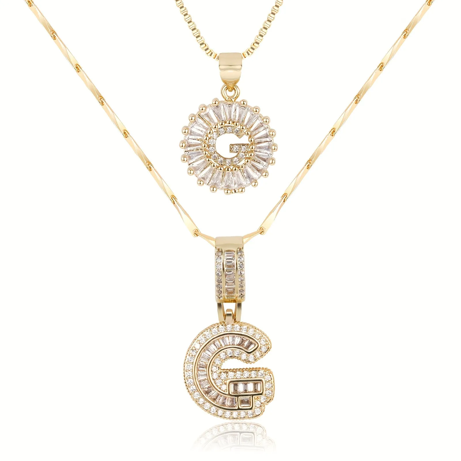 Keep & Share: 2pc 14k Diamond Letter Initial Necklaces