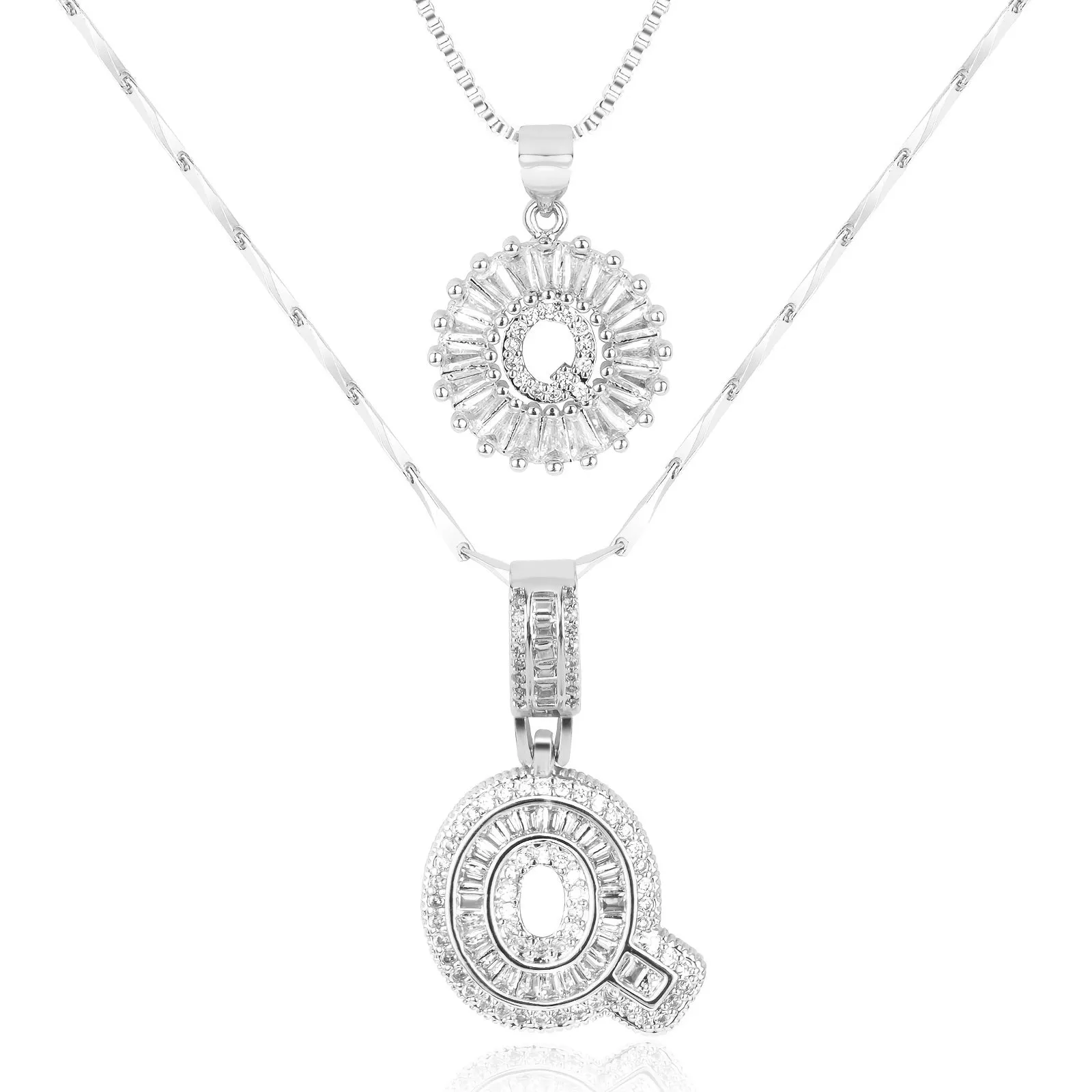 Keep & Share: 2pc 14k Diamond Letter Initial Necklaces