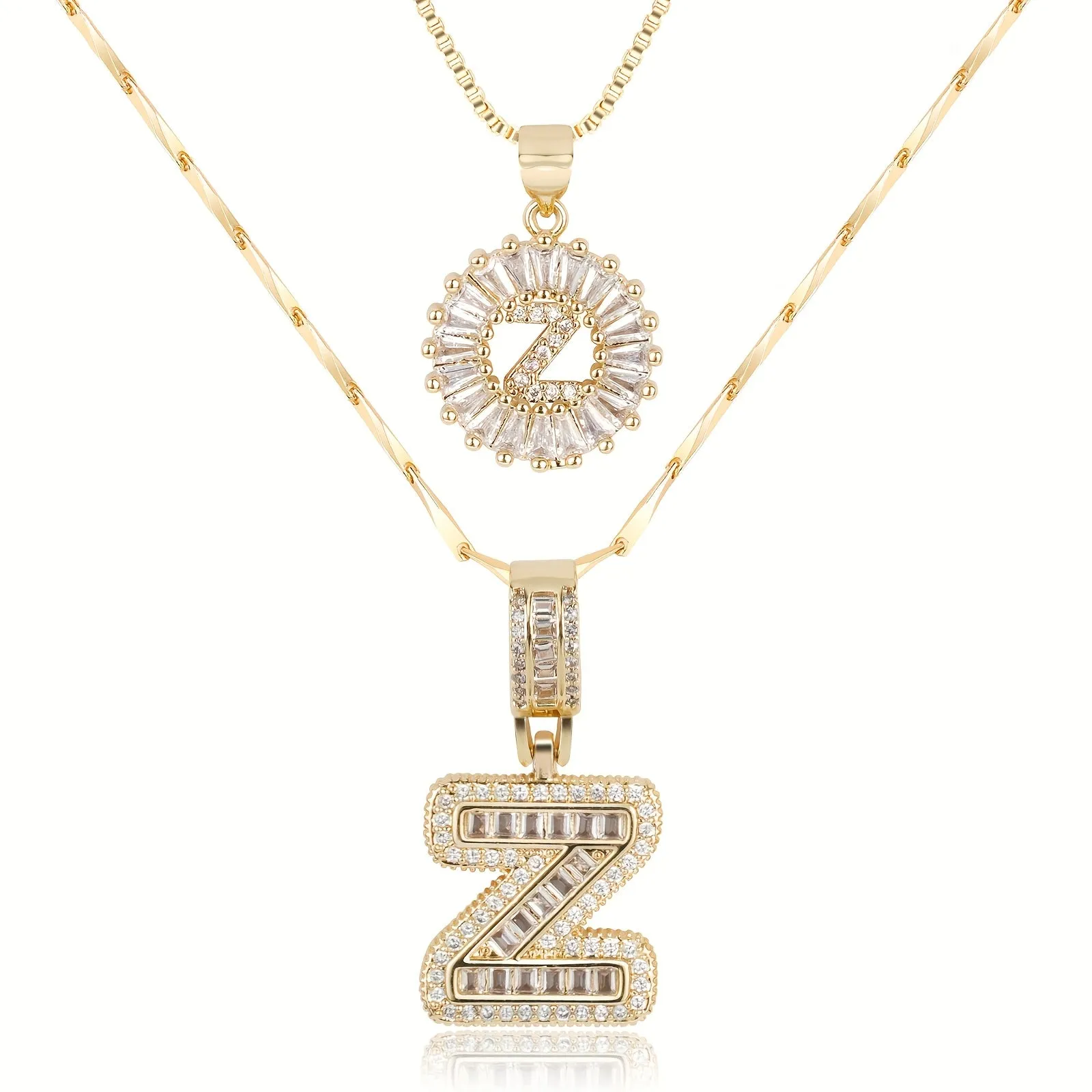 Keep & Share: 2pc 14k Diamond Letter Initial Necklaces