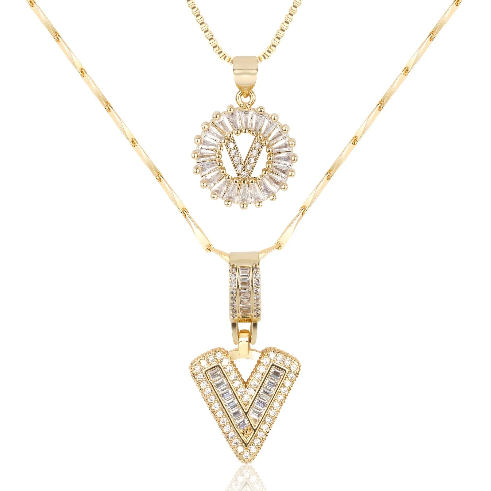 Keep & Share: 2pc 14k Diamond Letter Initial Necklaces