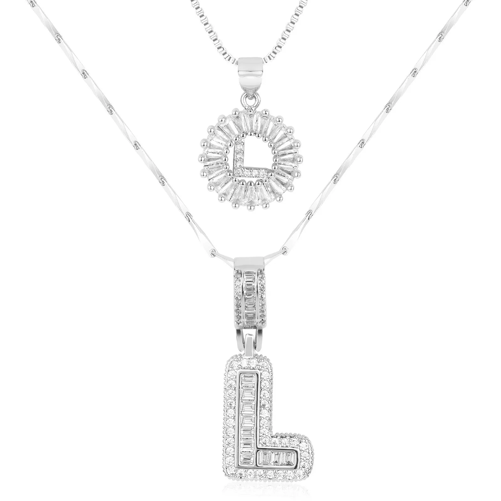 Keep & Share: 2pc 14k Diamond Letter Initial Necklaces