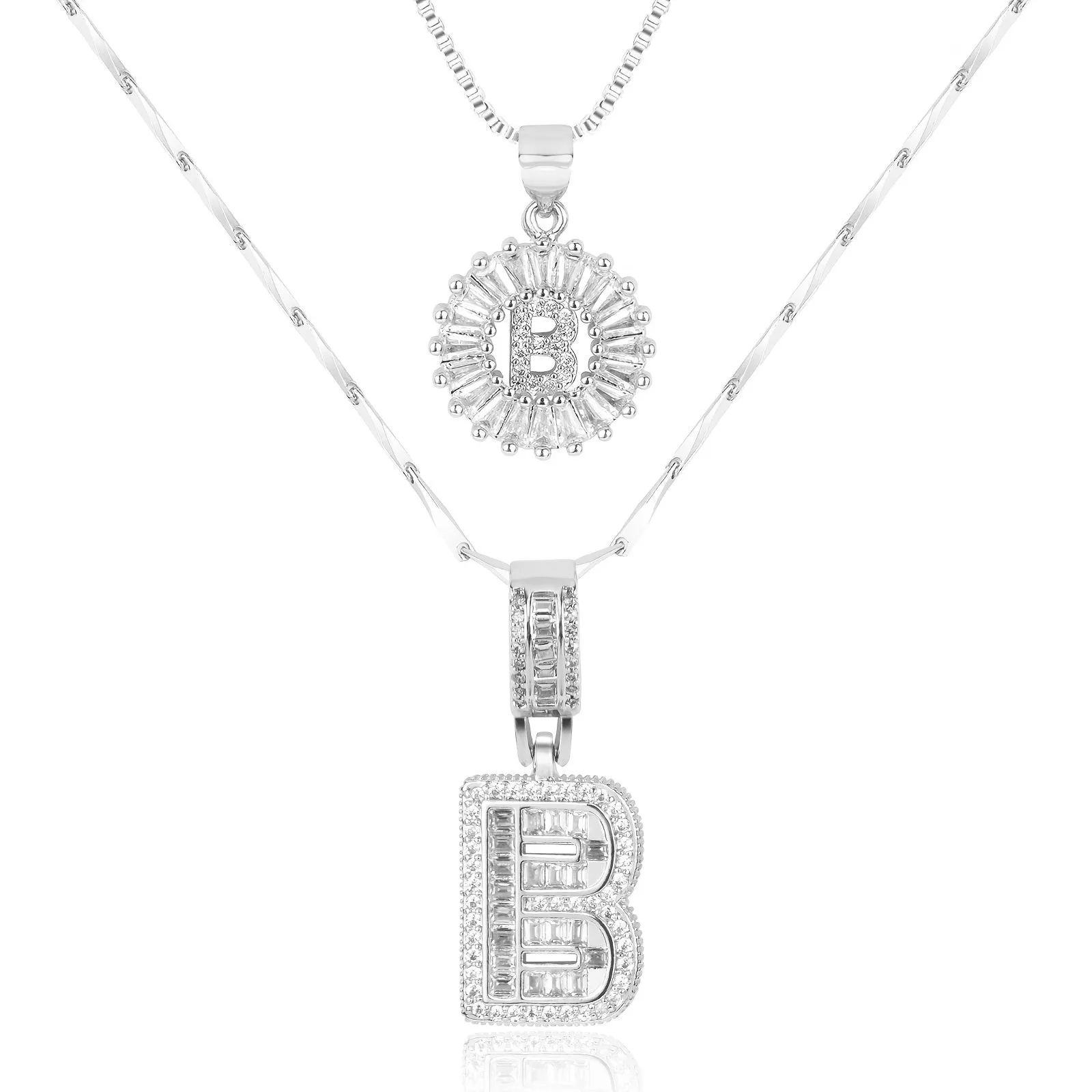 Keep & Share: 2pc 14k Diamond Letter Initial Necklaces