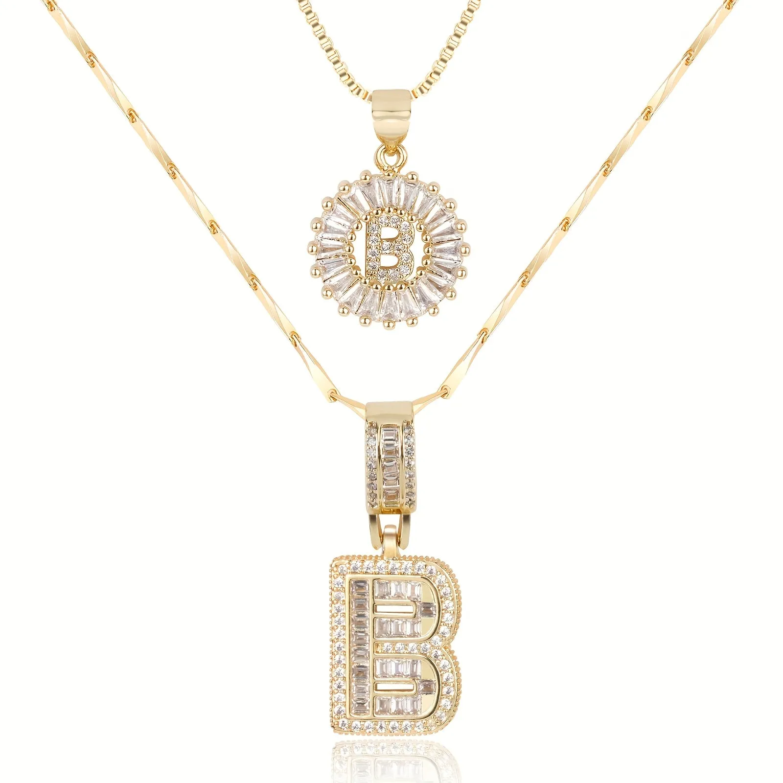 Keep & Share: 2pc 14k Diamond Letter Initial Necklaces