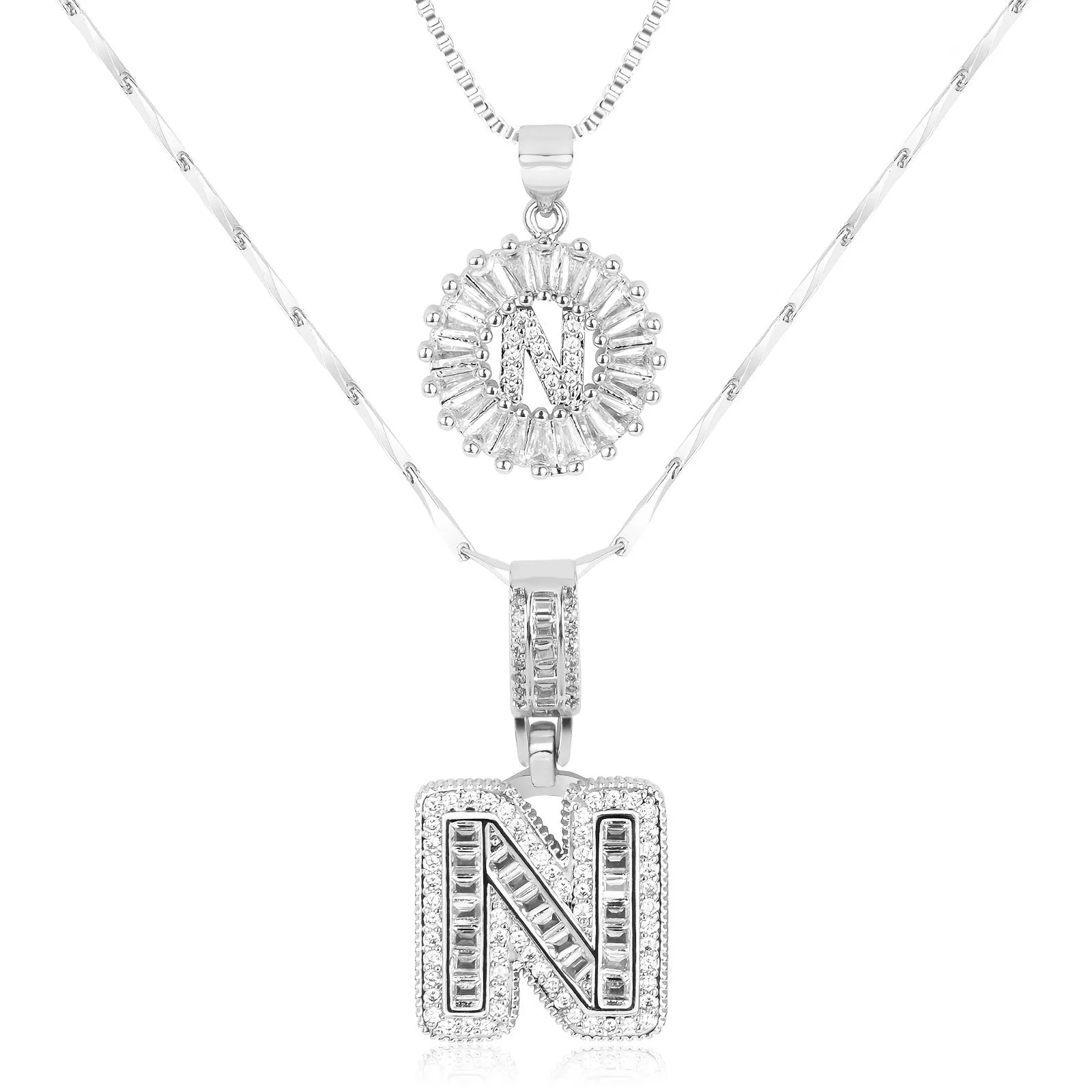 Keep & Share: 2pc 14k Diamond Letter Initial Necklaces