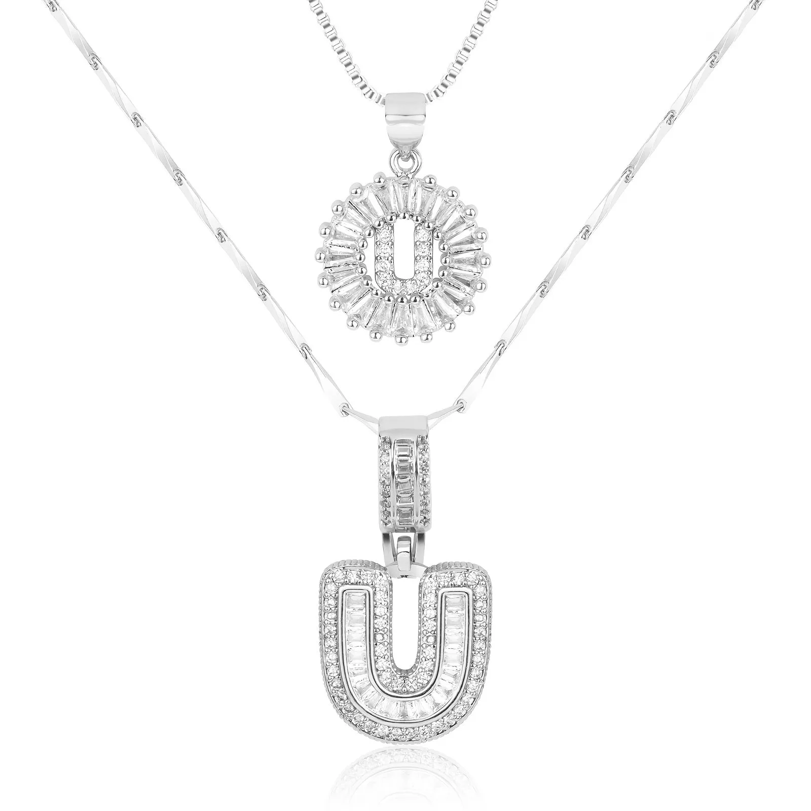 Keep & Share: 2pc 14k Diamond Letter Initial Necklaces