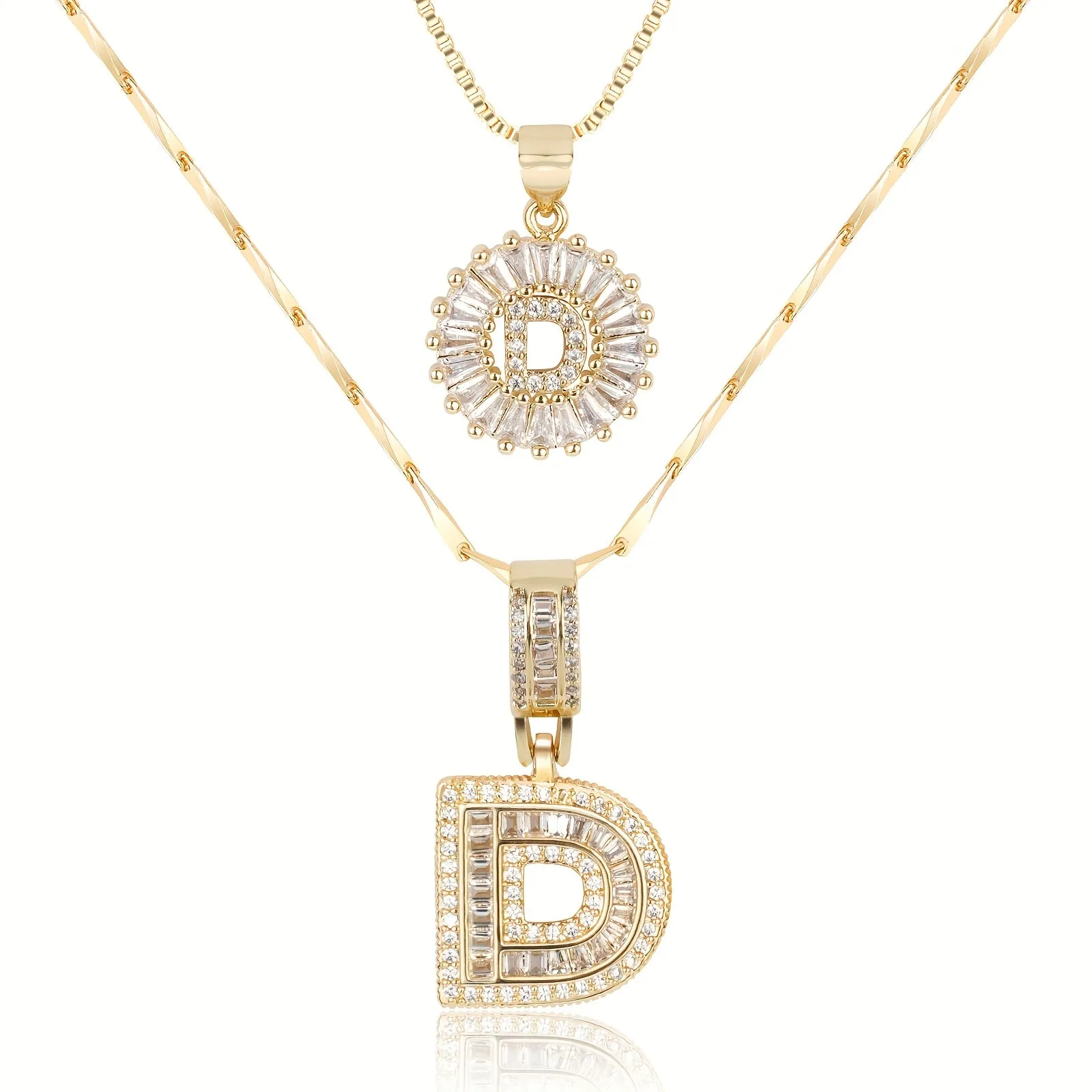Keep & Share: 2pc 14k Diamond Letter Initial Necklaces