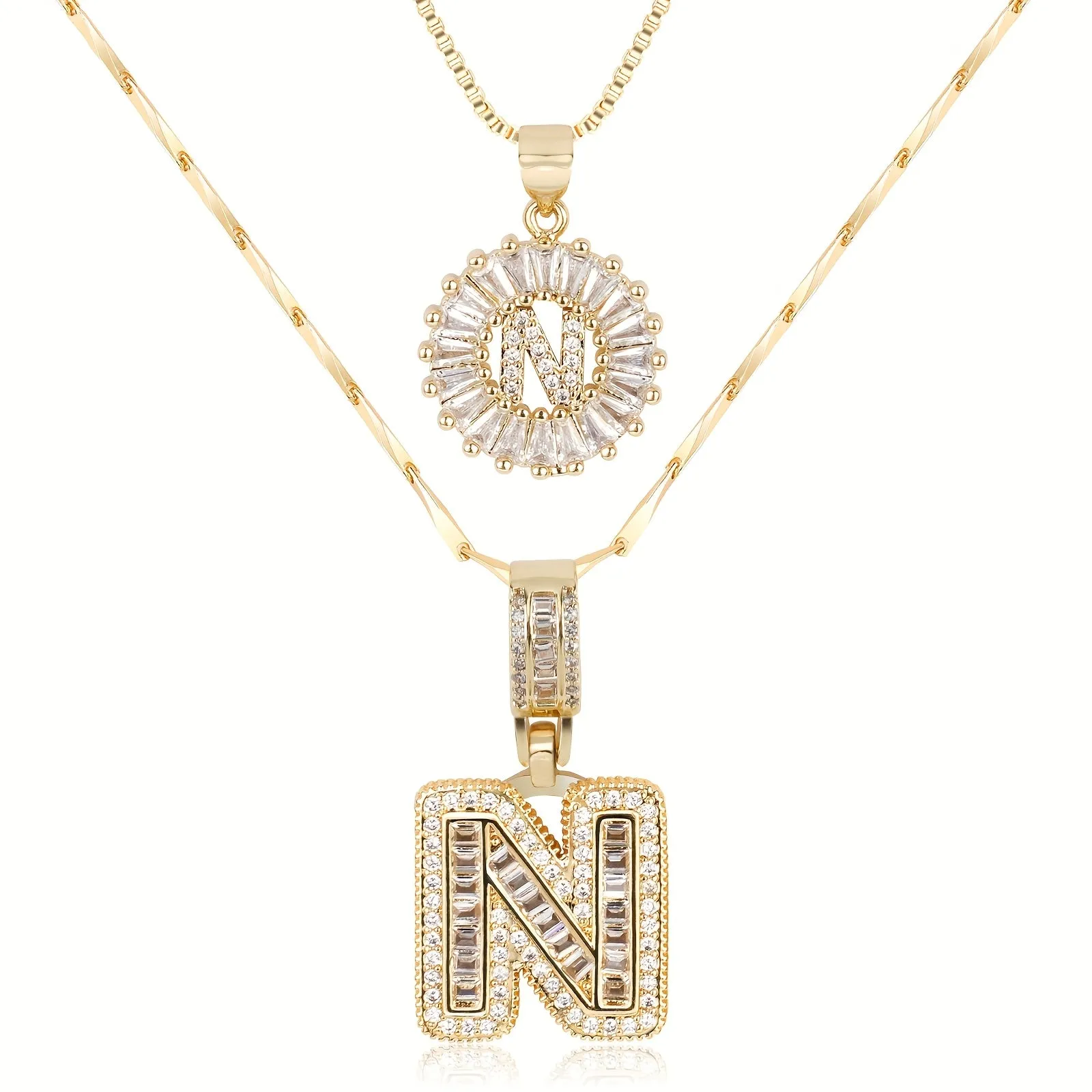 Keep & Share: 2pc 14k Diamond Letter Initial Necklaces