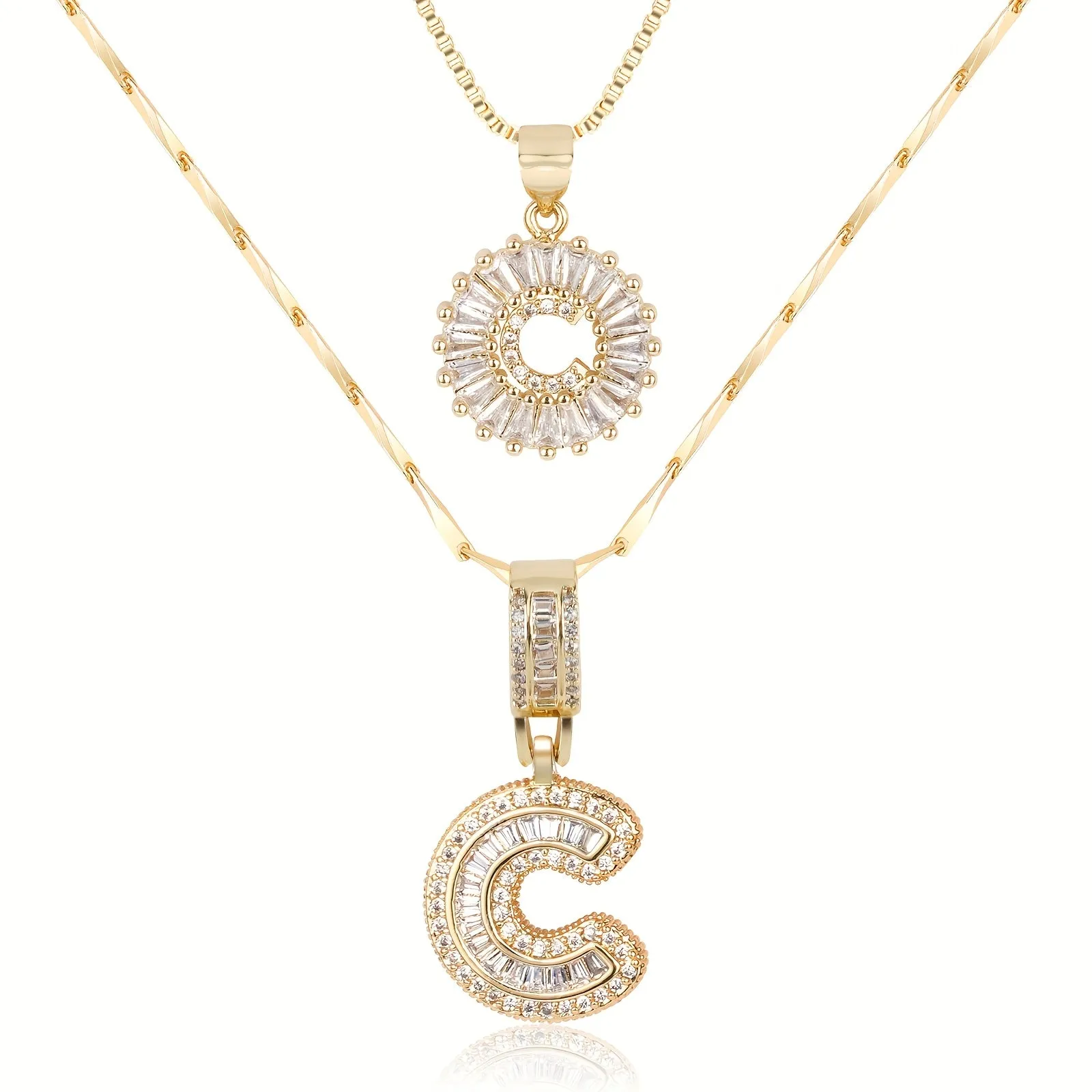 Keep & Share: 2pc 14k Diamond Letter Initial Necklaces