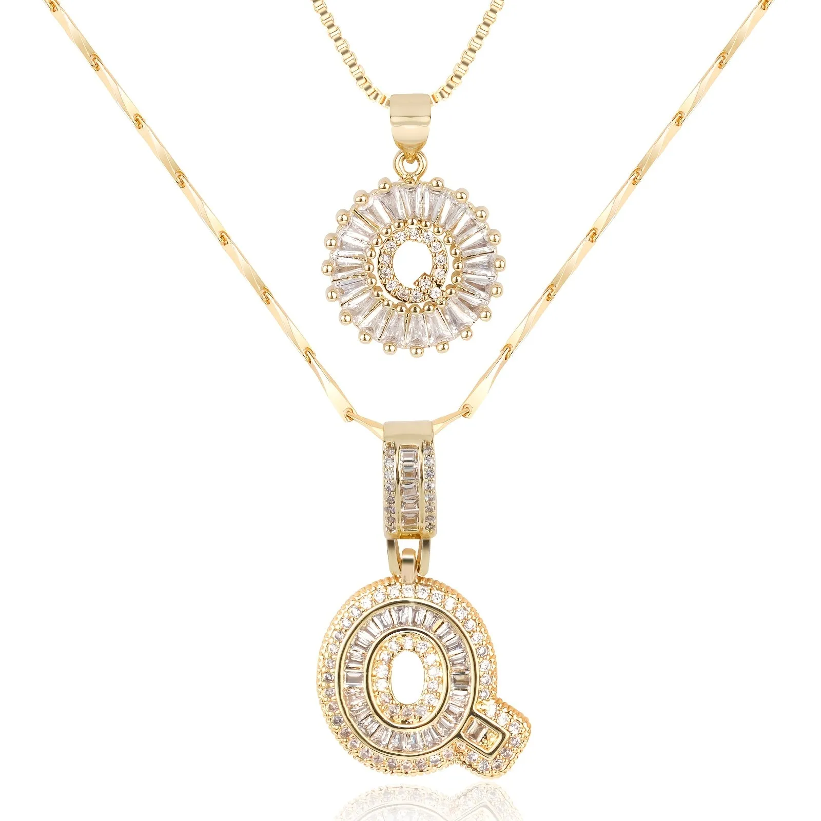 Keep & Share: 2pc 14k Diamond Letter Initial Necklaces