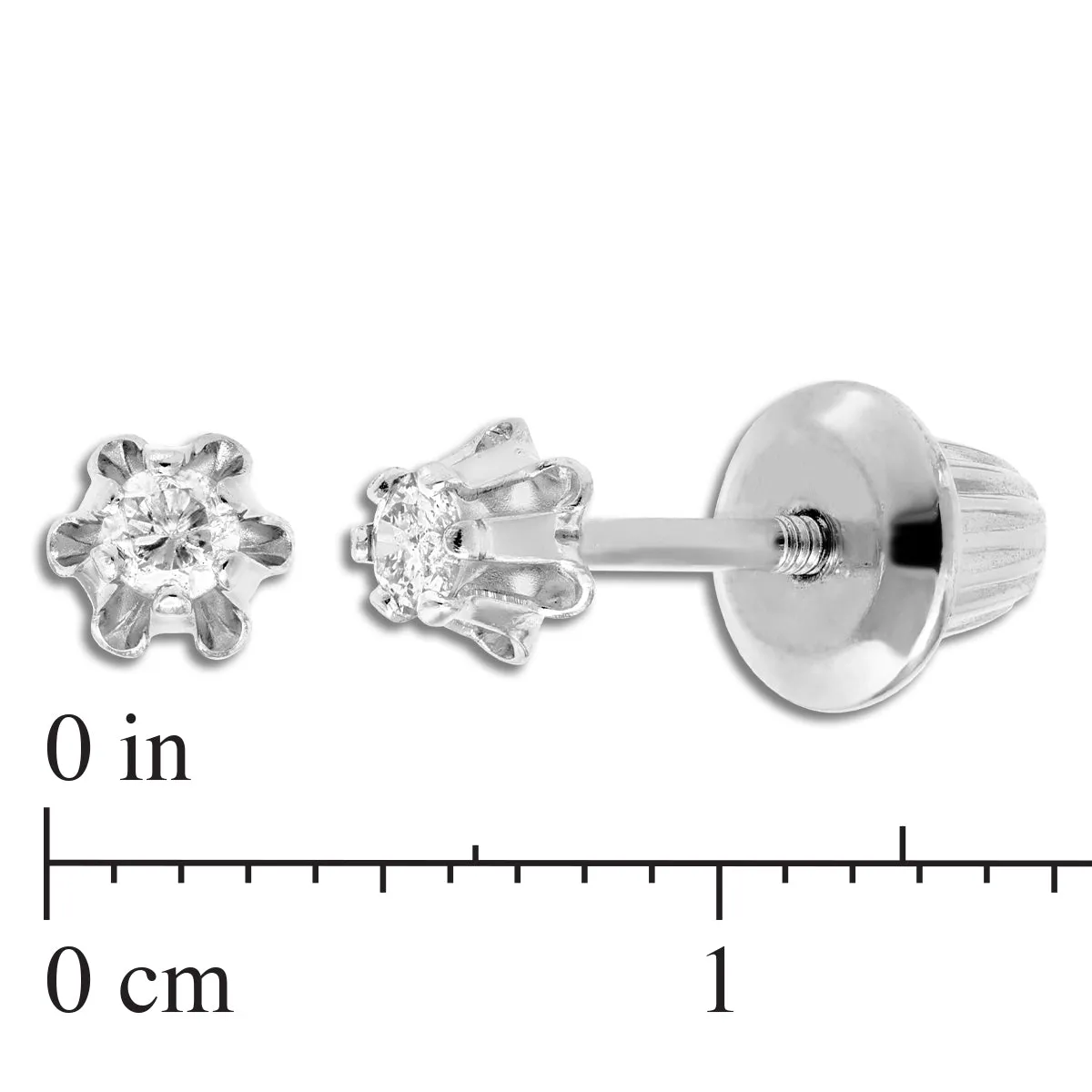 Kiddie Kraft 14KT White Gold 1/12 CTW Round Natural Diamond Childrens Stud Earrings
