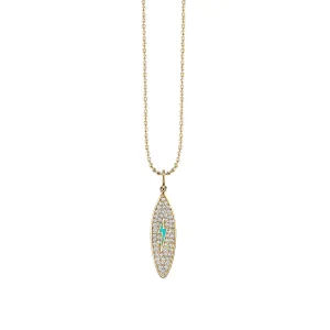 Kids Collection Gold & Diamond Enamel Surfboard Necklace
