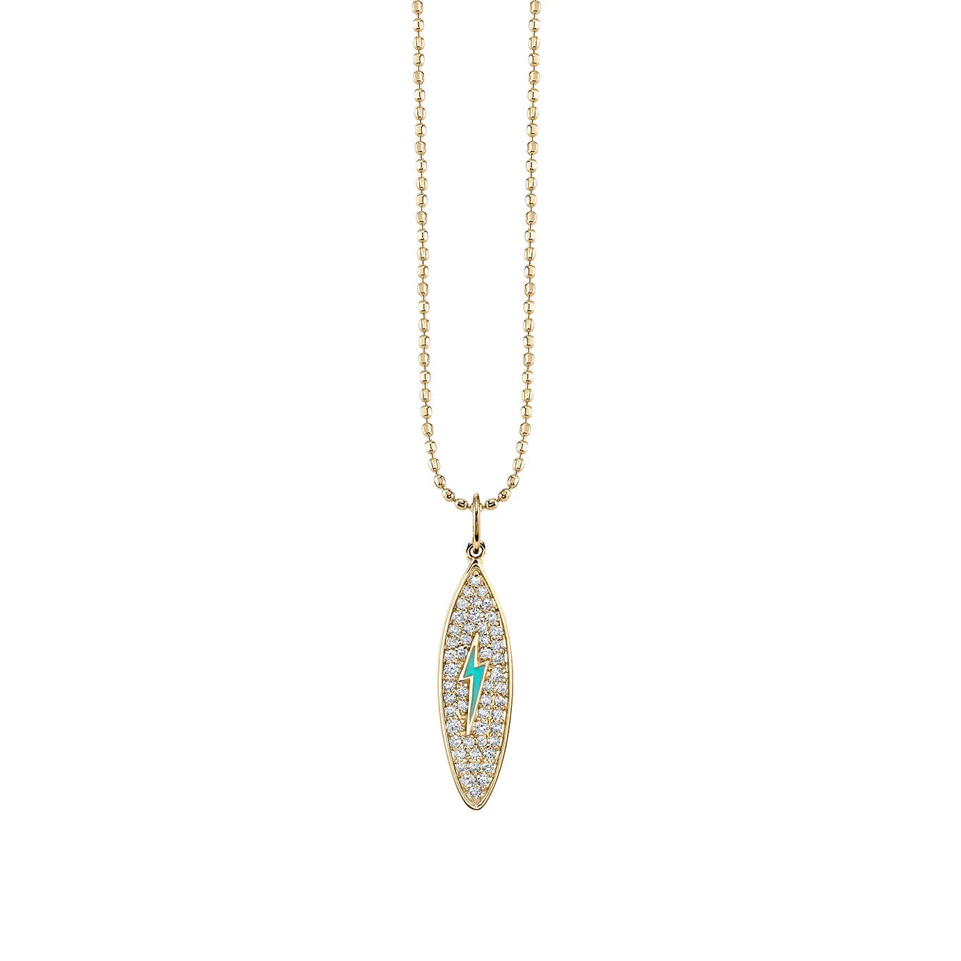 Kids Collection Gold & Diamond Enamel Surfboard Necklace