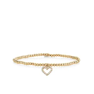 Kids Collection Gold & Diamond Heart on Gold Beads