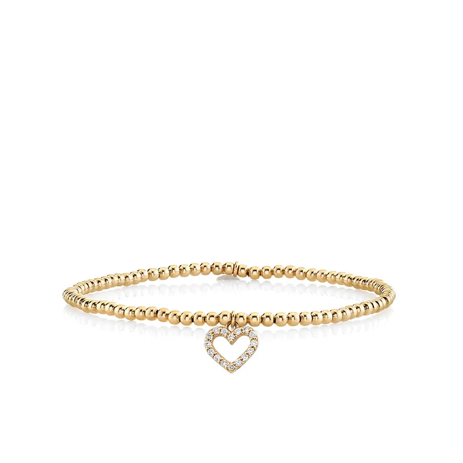 Kids Collection Gold & Diamond Heart on Gold Beads