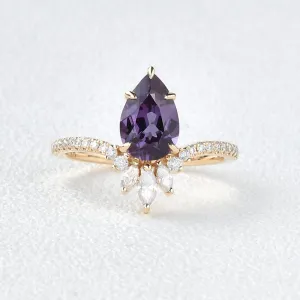 Lab Alexandrite & Moissanite Yellow Gold Ring
