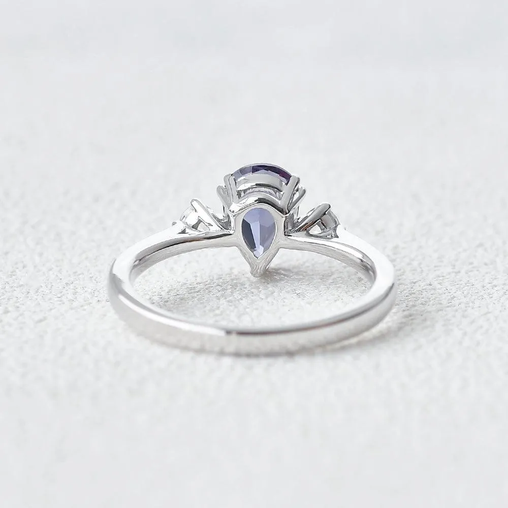 Lab Alexandrite & Moonstone White Gold Ring