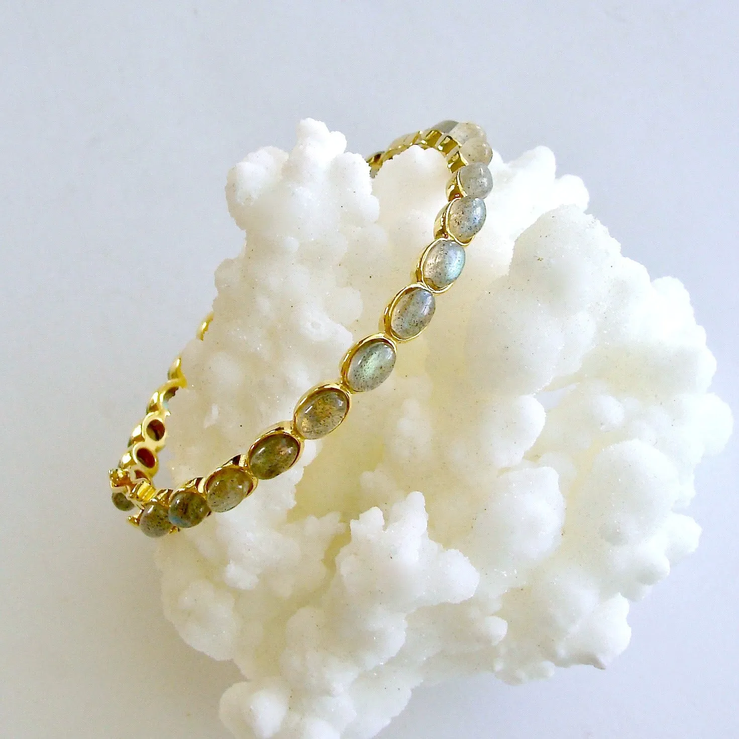Labradorite Hinged Stacking Bracelet - Darby Labradorite Bracelet