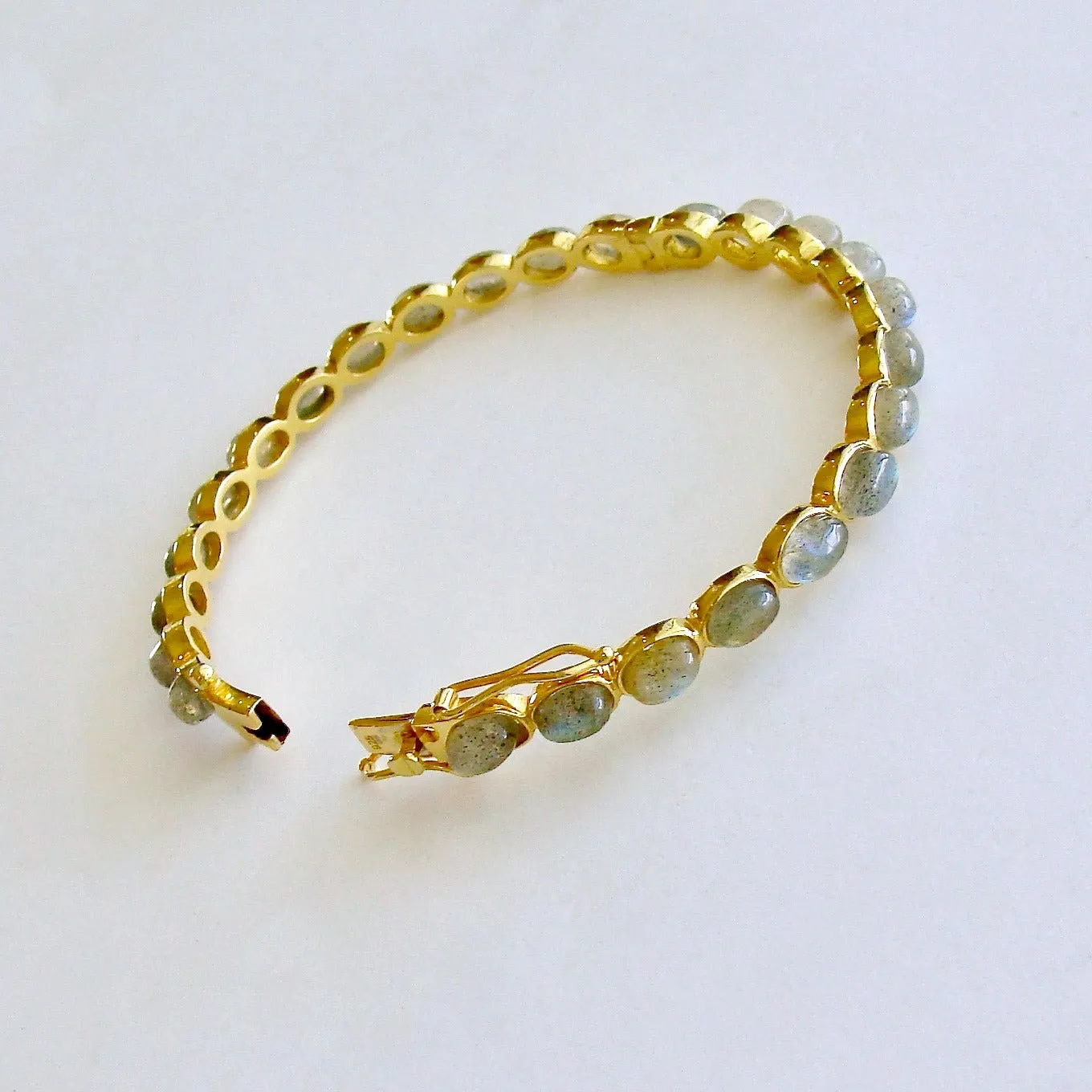 Labradorite Hinged Stacking Bracelet - Darby Labradorite Bracelet