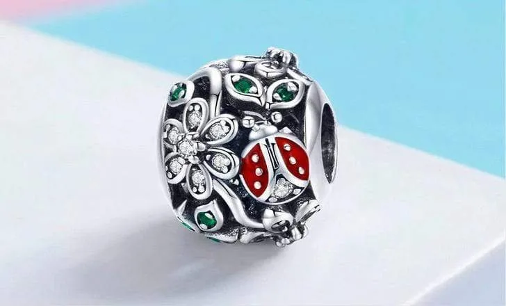 Ladybug Flower Charm