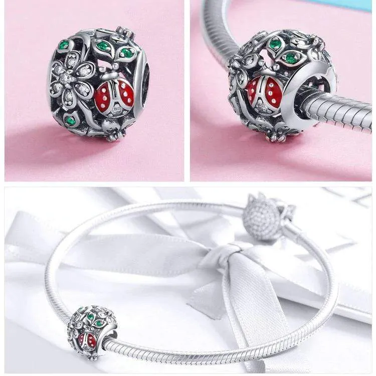Ladybug Flower Charm