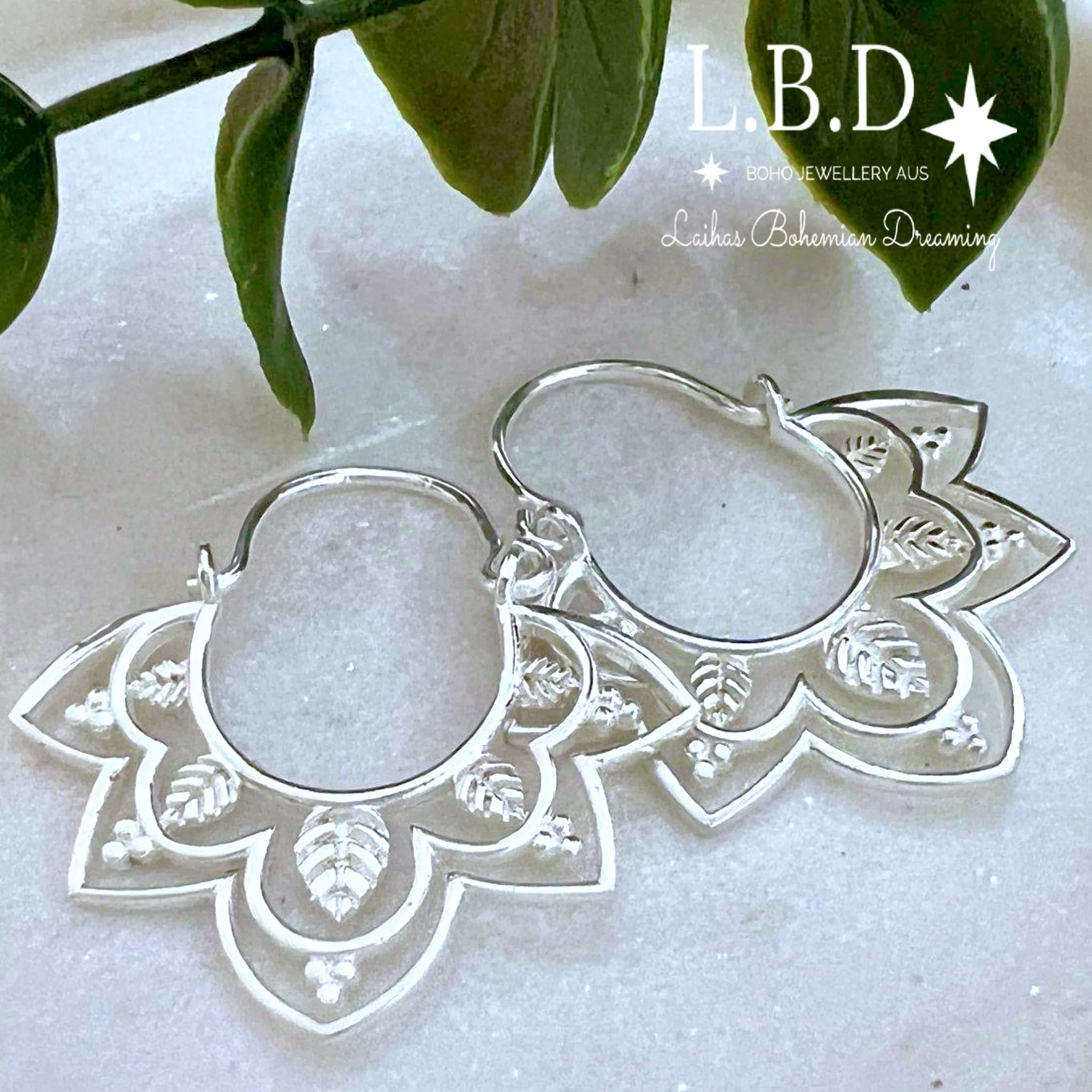 Laihas Prestige Daisly Boho Sterling Silver Hoop Earrings