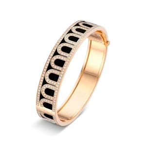 L'Arc de DAVIDOR Bangle GM, 18k Rose Gold with Lacquered Ceramic and Palais Diamonds