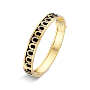 L'Arc de DAVIDOR Bangle MM, 18k Yellow Gold with Lacquered Ceramic and Colonnato Diamonds