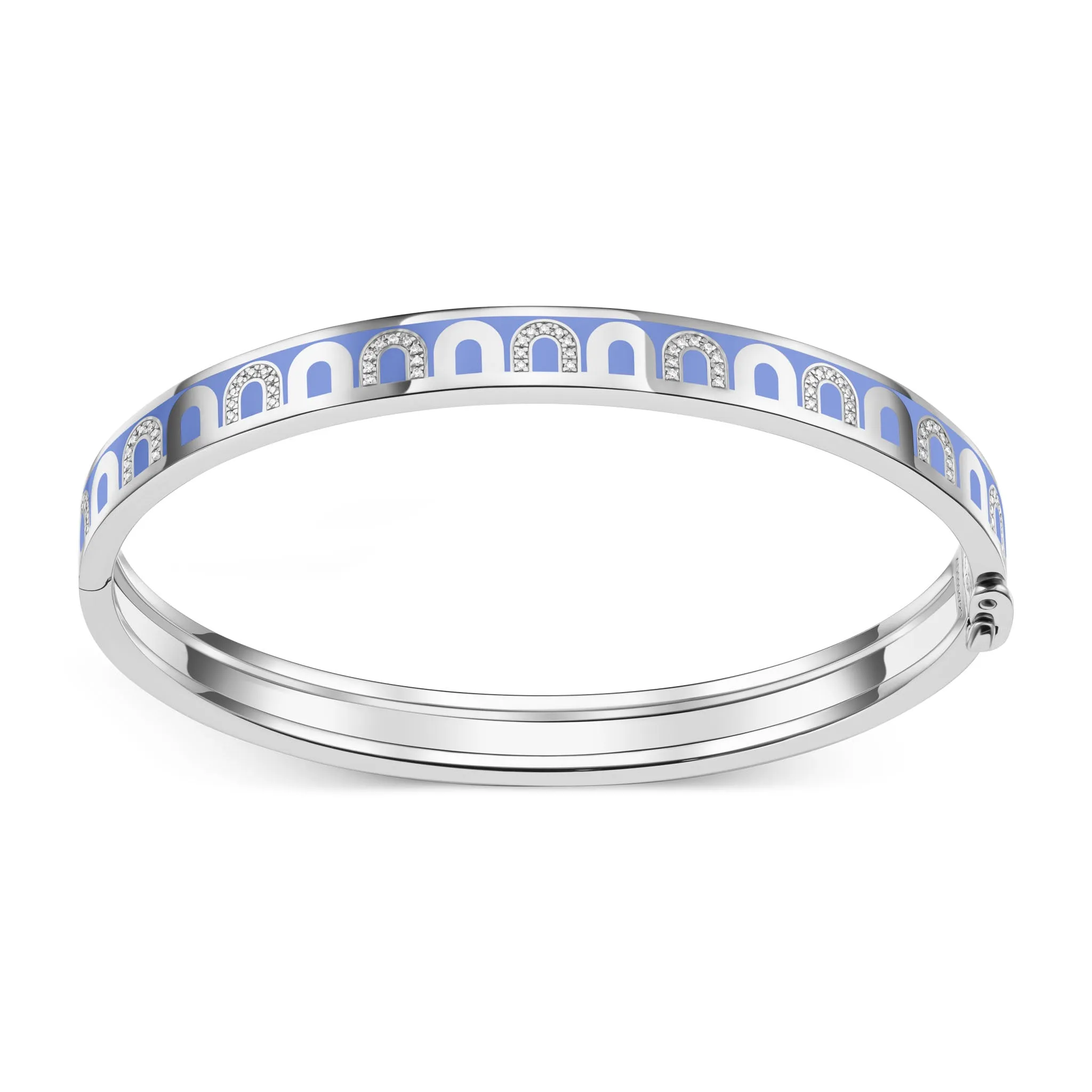 L'Arc de DAVIDOR Bangle PM, 18k White Gold with Lacquered Ceramic and Colonnato Diamonds