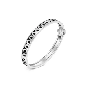 L'Arc de DAVIDOR Bangle PM, 18k White Gold with Lacquered Ceramic and Colonnato Diamonds