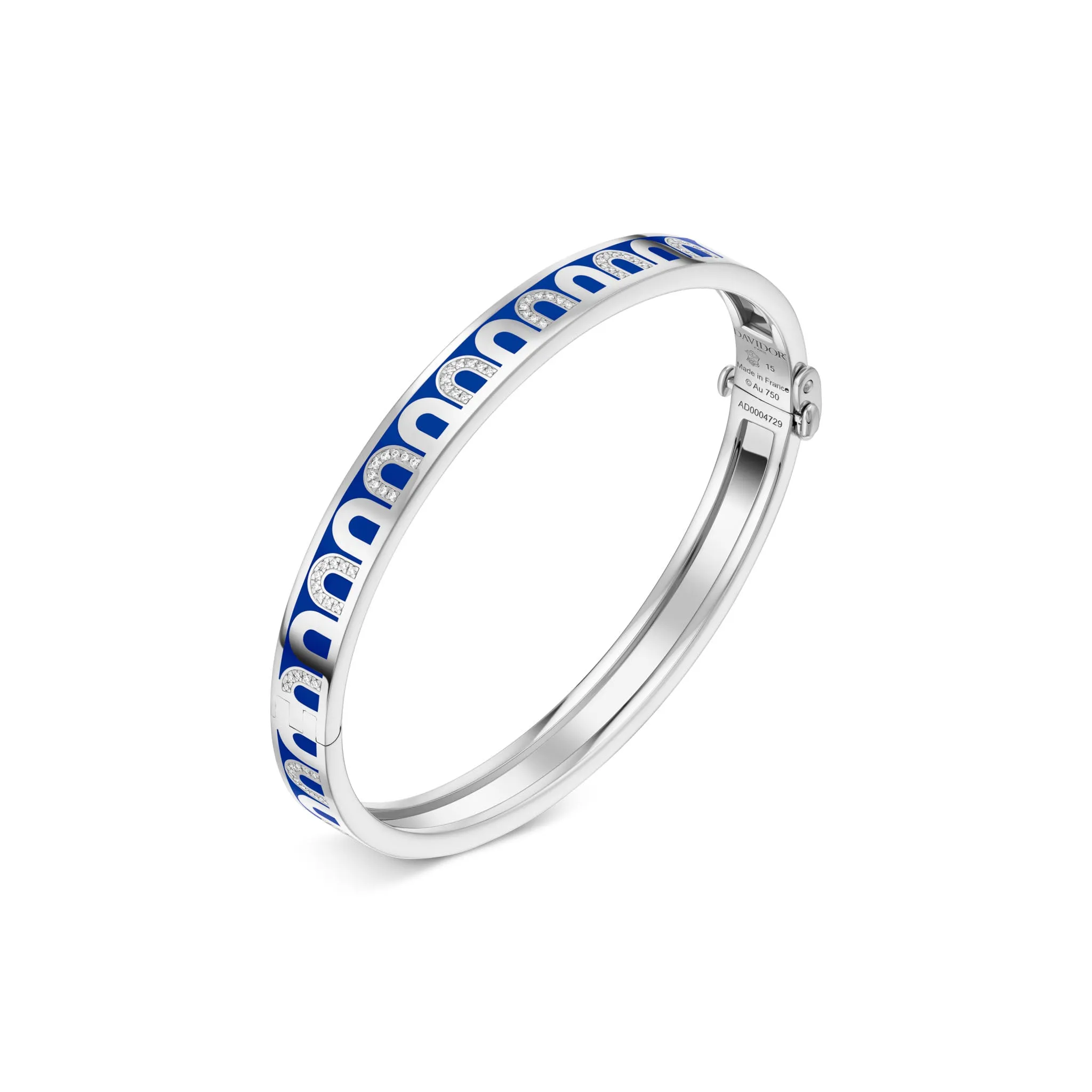 L'Arc de DAVIDOR Bangle PM, 18k White Gold with Lacquered Ceramic and Colonnato Diamonds