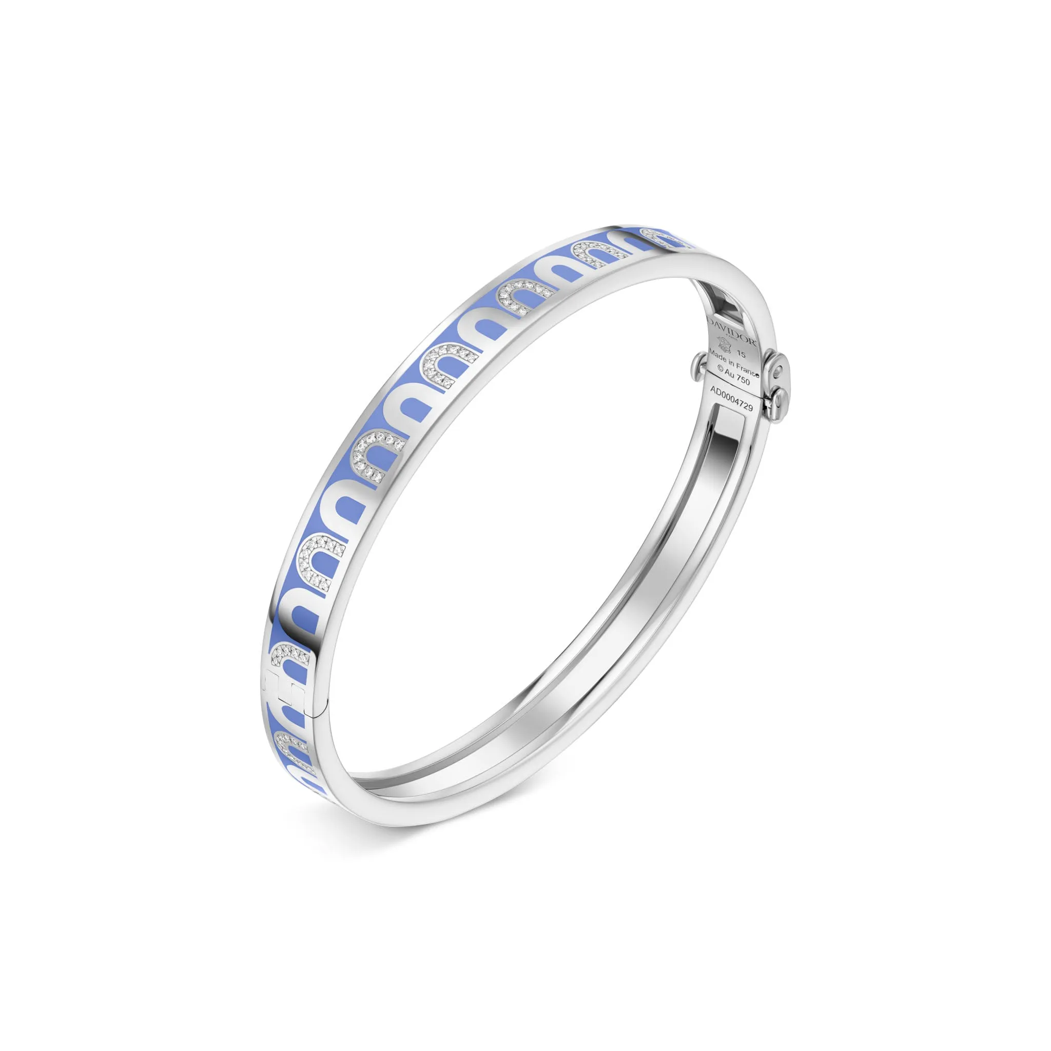 L'Arc de DAVIDOR Bangle PM, 18k White Gold with Lacquered Ceramic and Colonnato Diamonds