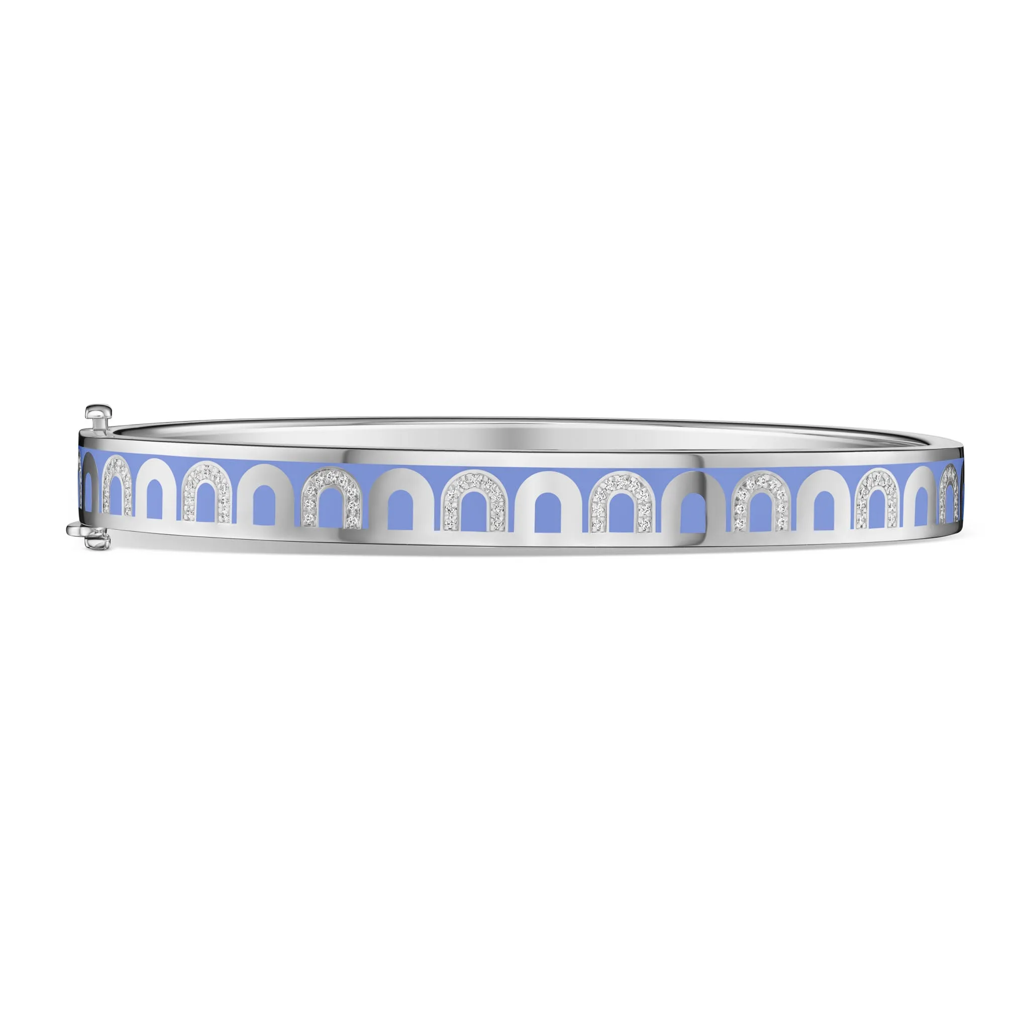 L'Arc de DAVIDOR Bangle PM, 18k White Gold with Lacquered Ceramic and Colonnato Diamonds