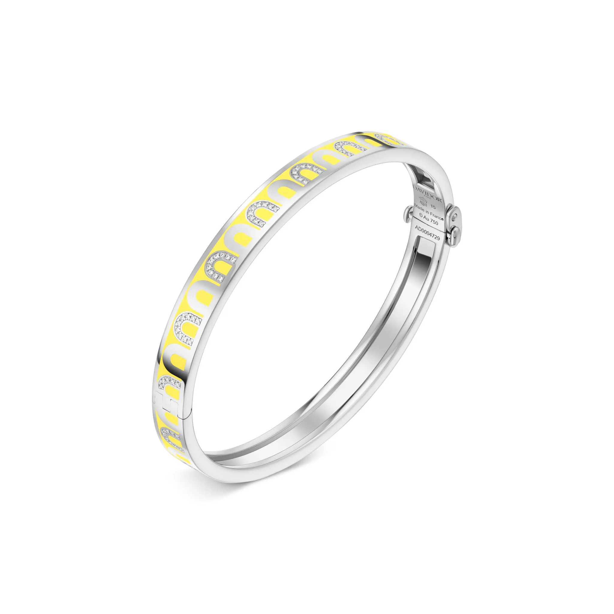L'Arc de DAVIDOR Bangle PM, 18k White Gold with Lacquered Ceramic and Colonnato Diamonds