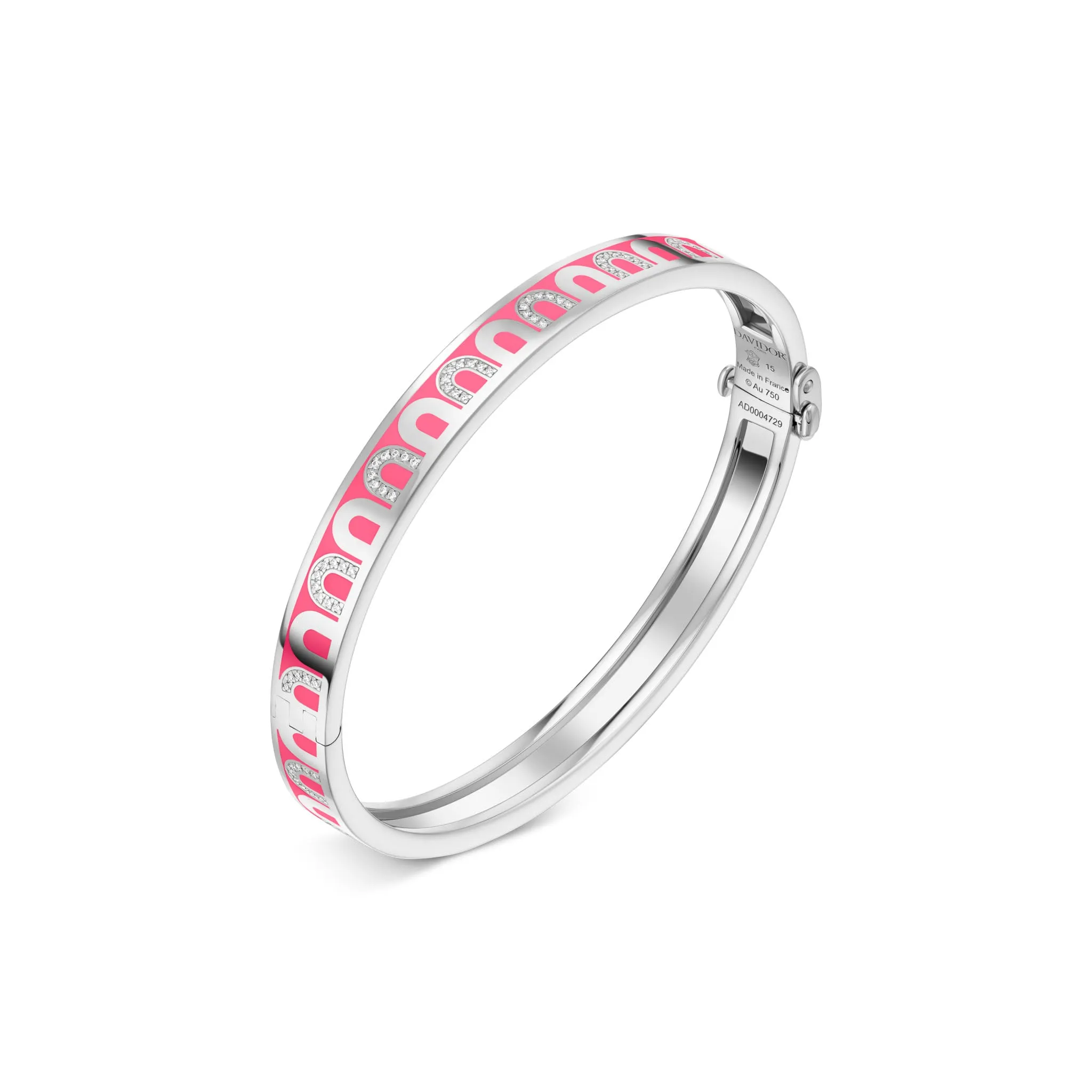 L'Arc de DAVIDOR Bangle PM, 18k White Gold with Lacquered Ceramic and Colonnato Diamonds