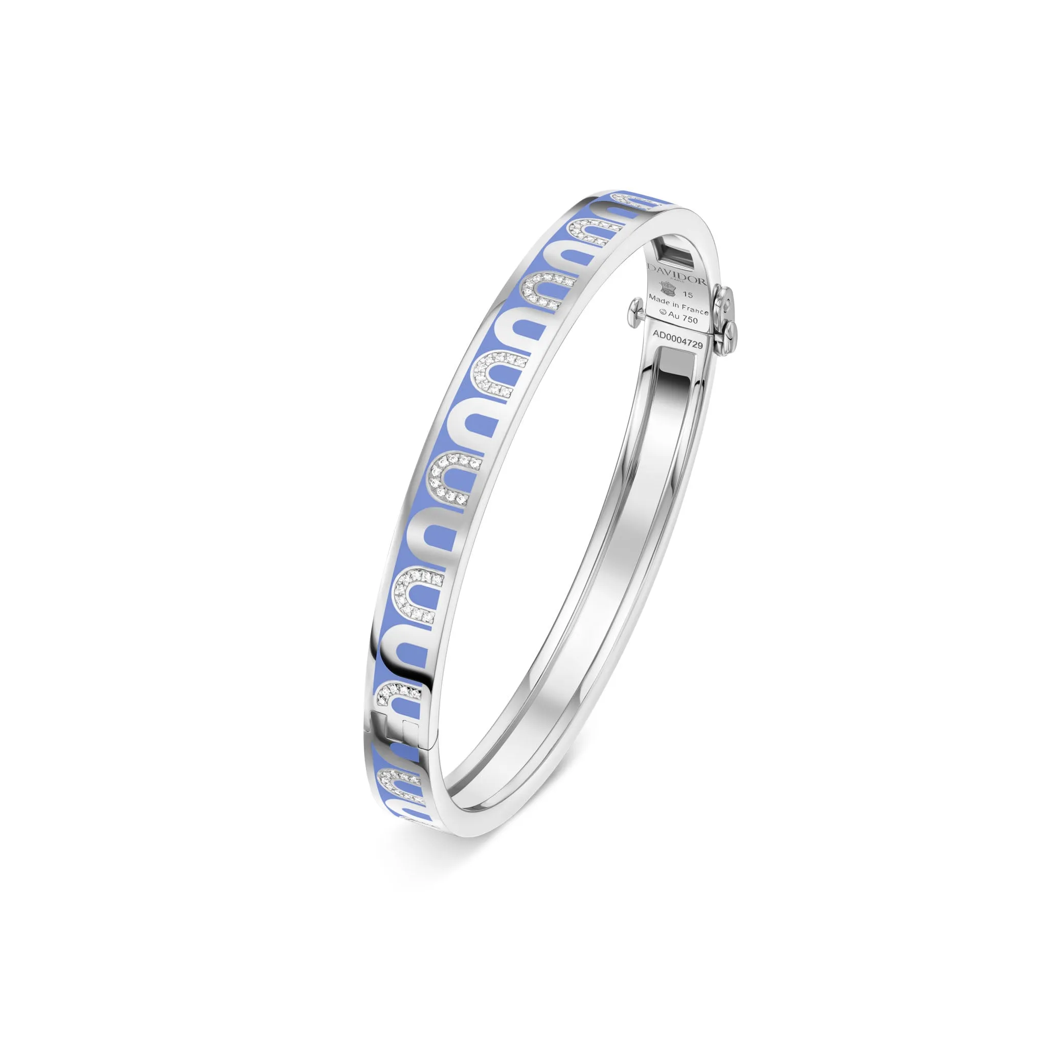 L'Arc de DAVIDOR Bangle PM, 18k White Gold with Lacquered Ceramic and Colonnato Diamonds