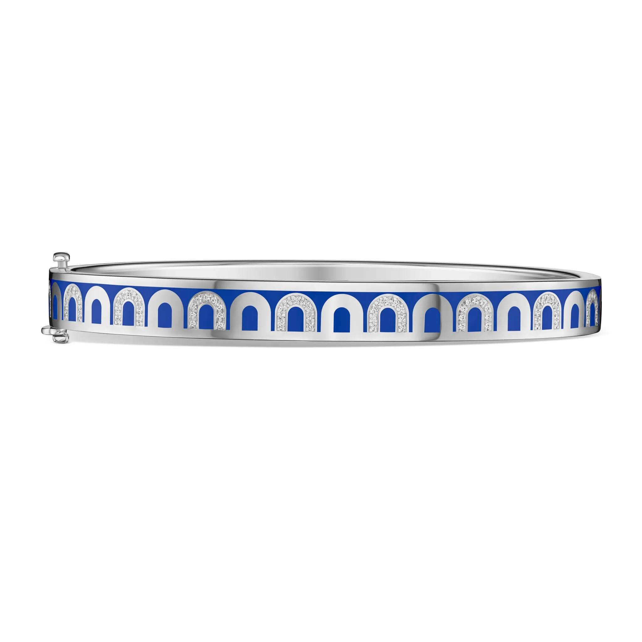 L'Arc de DAVIDOR Bangle PM, 18k White Gold with Lacquered Ceramic and Colonnato Diamonds