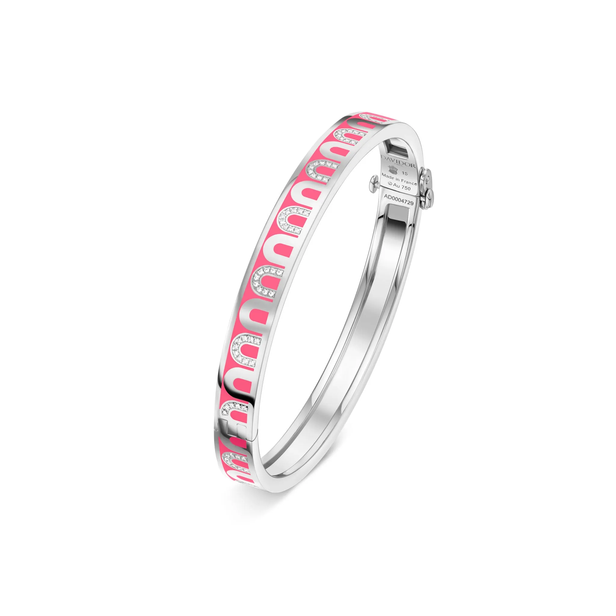 L'Arc de DAVIDOR Bangle PM, 18k White Gold with Lacquered Ceramic and Colonnato Diamonds