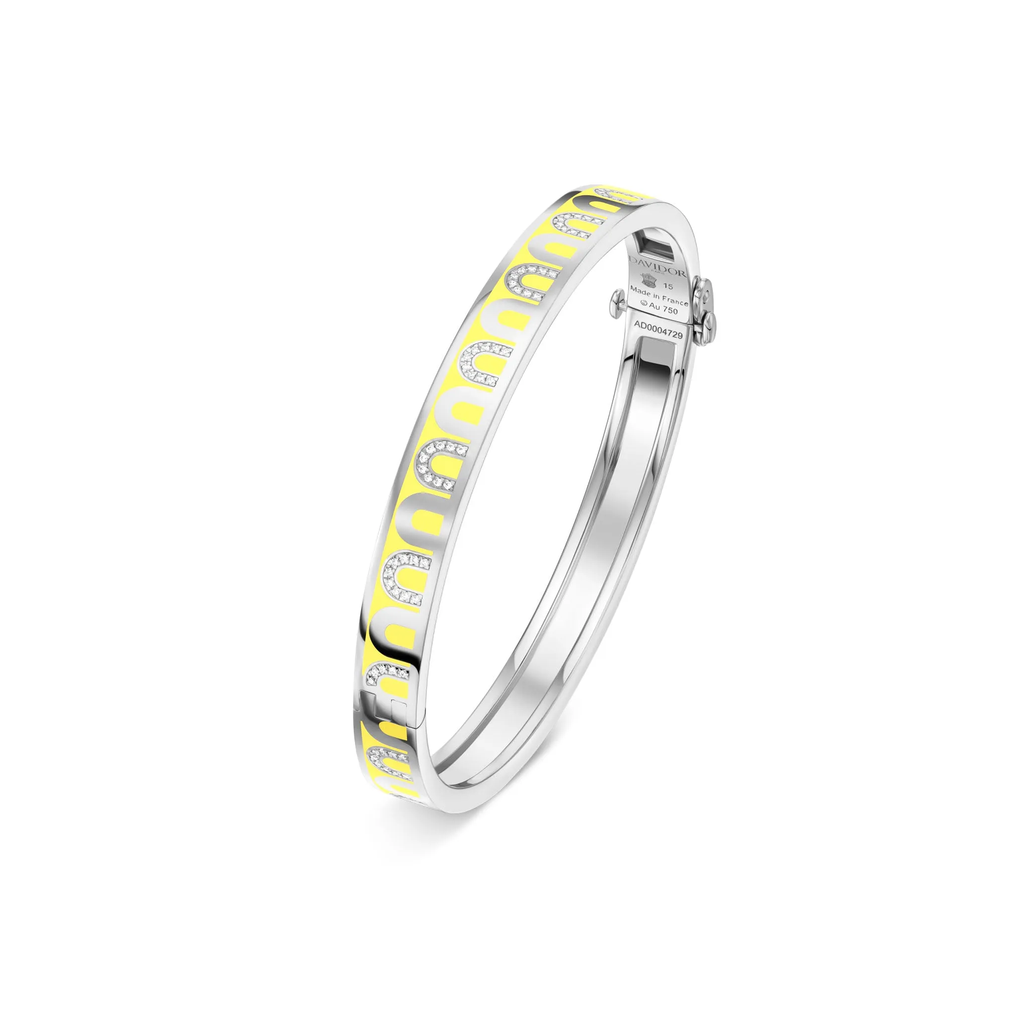 L'Arc de DAVIDOR Bangle PM, 18k White Gold with Lacquered Ceramic and Colonnato Diamonds