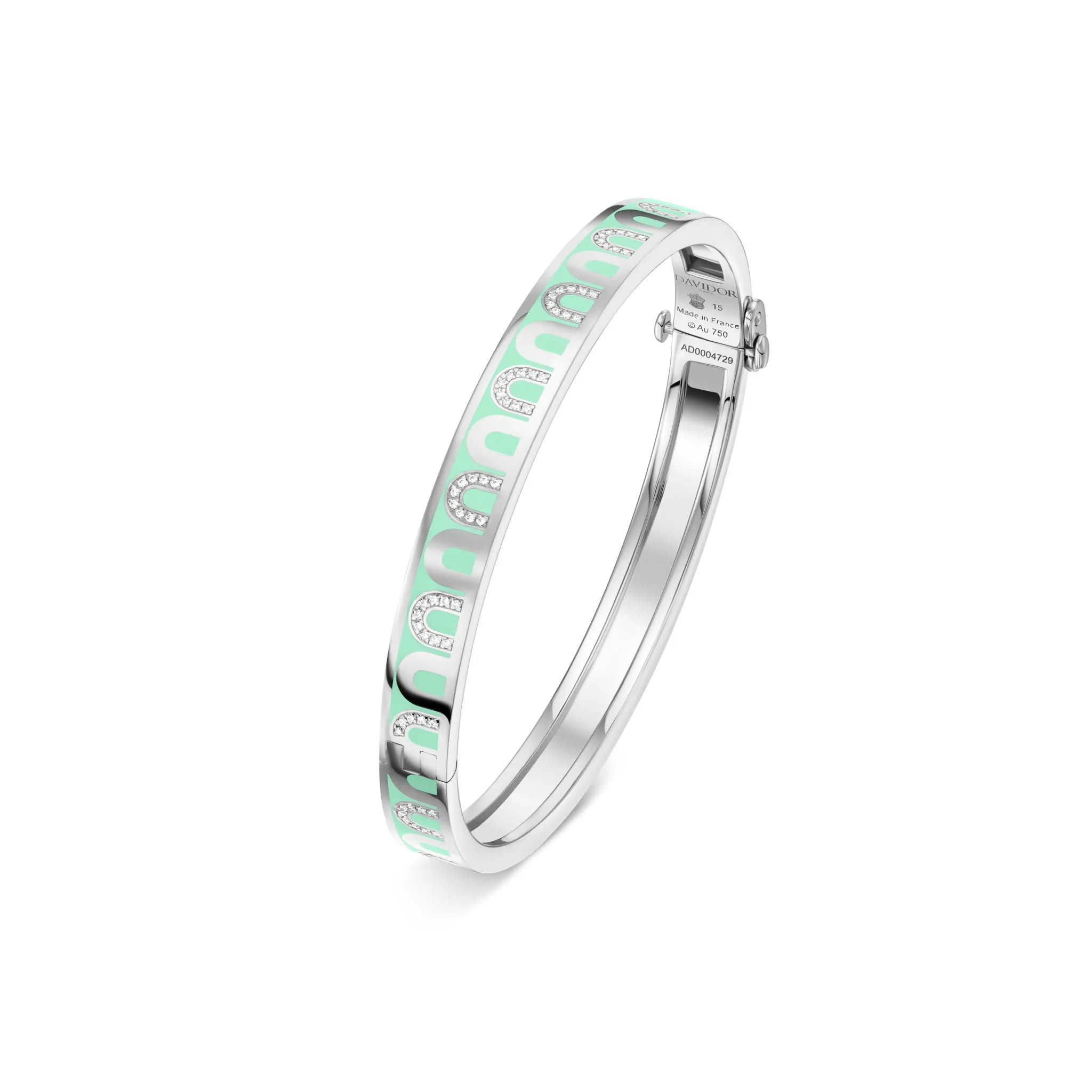 L'Arc de DAVIDOR Bangle PM, 18k White Gold with Lacquered Ceramic and Colonnato Diamonds