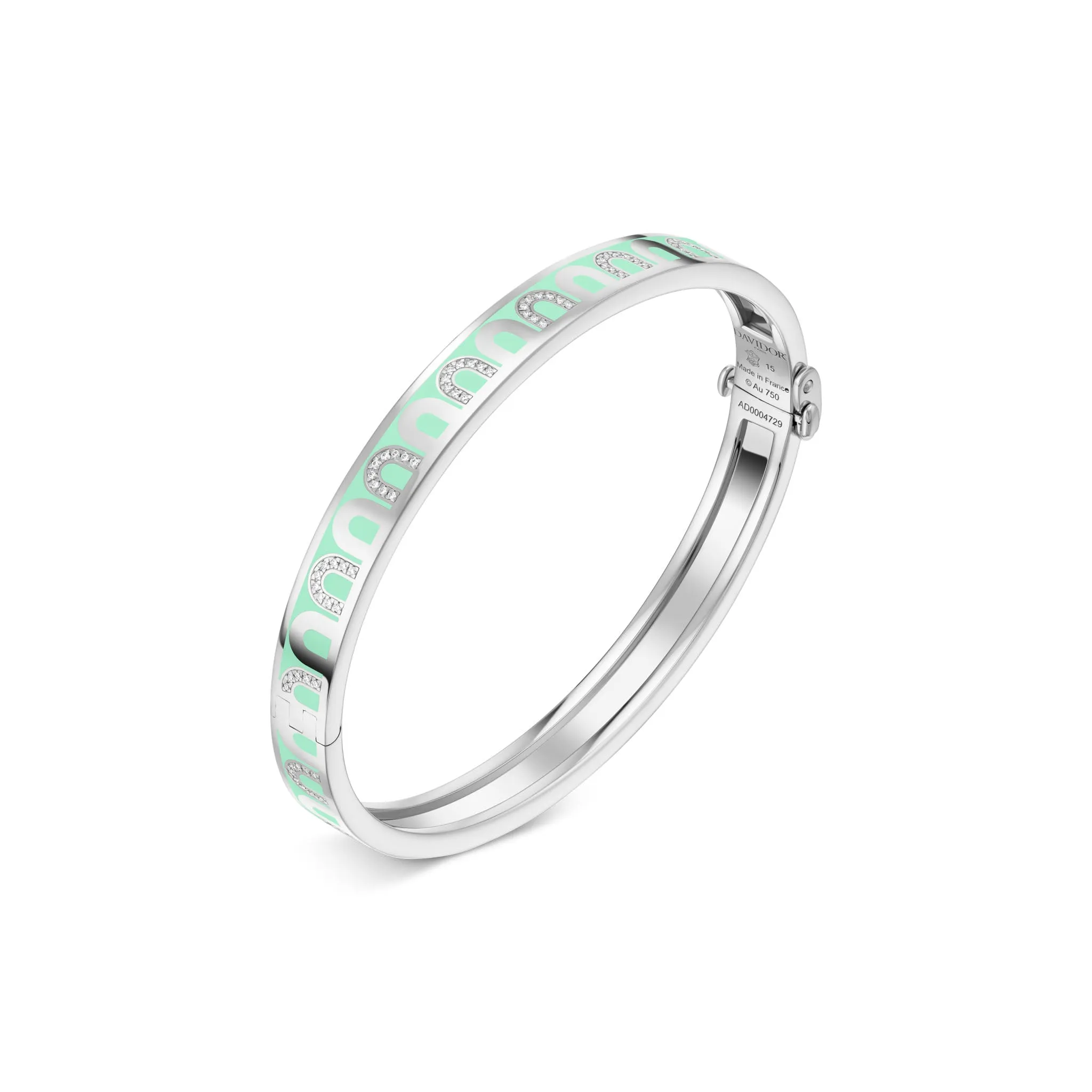 L'Arc de DAVIDOR Bangle PM, 18k White Gold with Lacquered Ceramic and Colonnato Diamonds