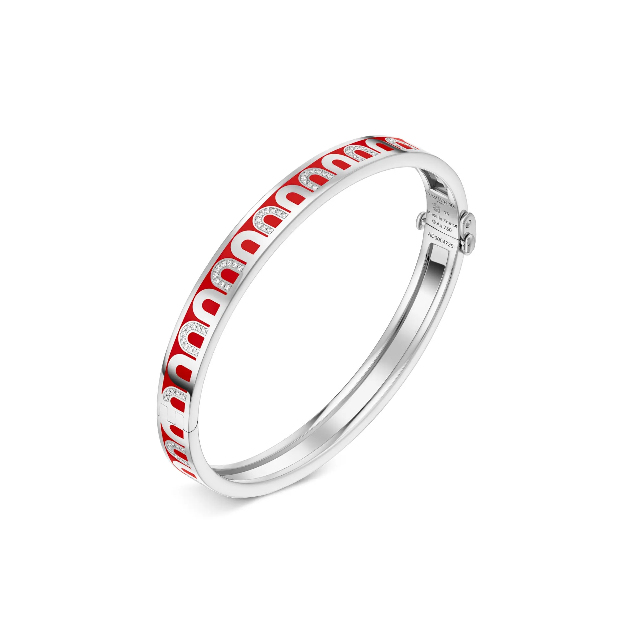 L'Arc de DAVIDOR Bangle PM, 18k White Gold with Lacquered Ceramic and Colonnato Diamonds