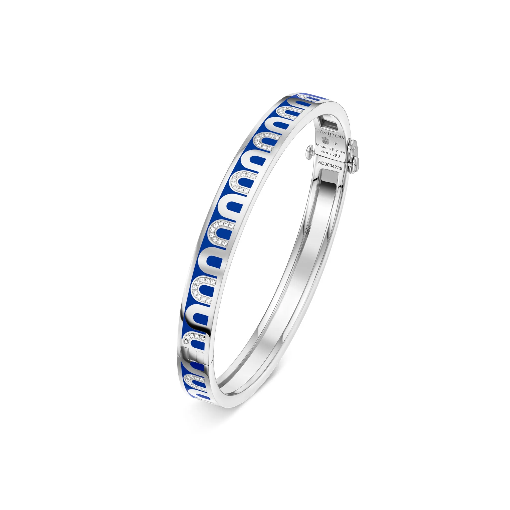 L'Arc de DAVIDOR Bangle PM, 18k White Gold with Lacquered Ceramic and Colonnato Diamonds