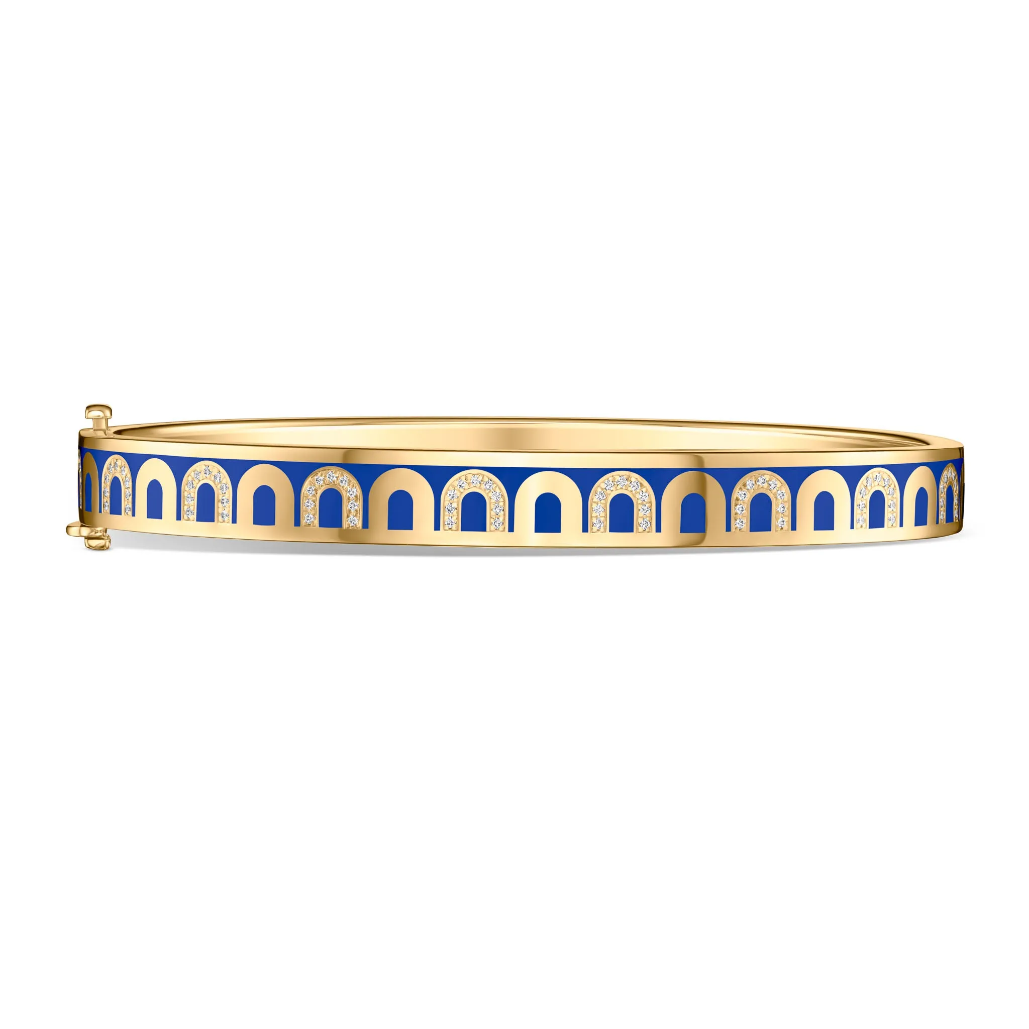 L'Arc de DAVIDOR Bangle PM, 18k Yellow Gold with Lacquered Ceramic and Colonnato Diamonds