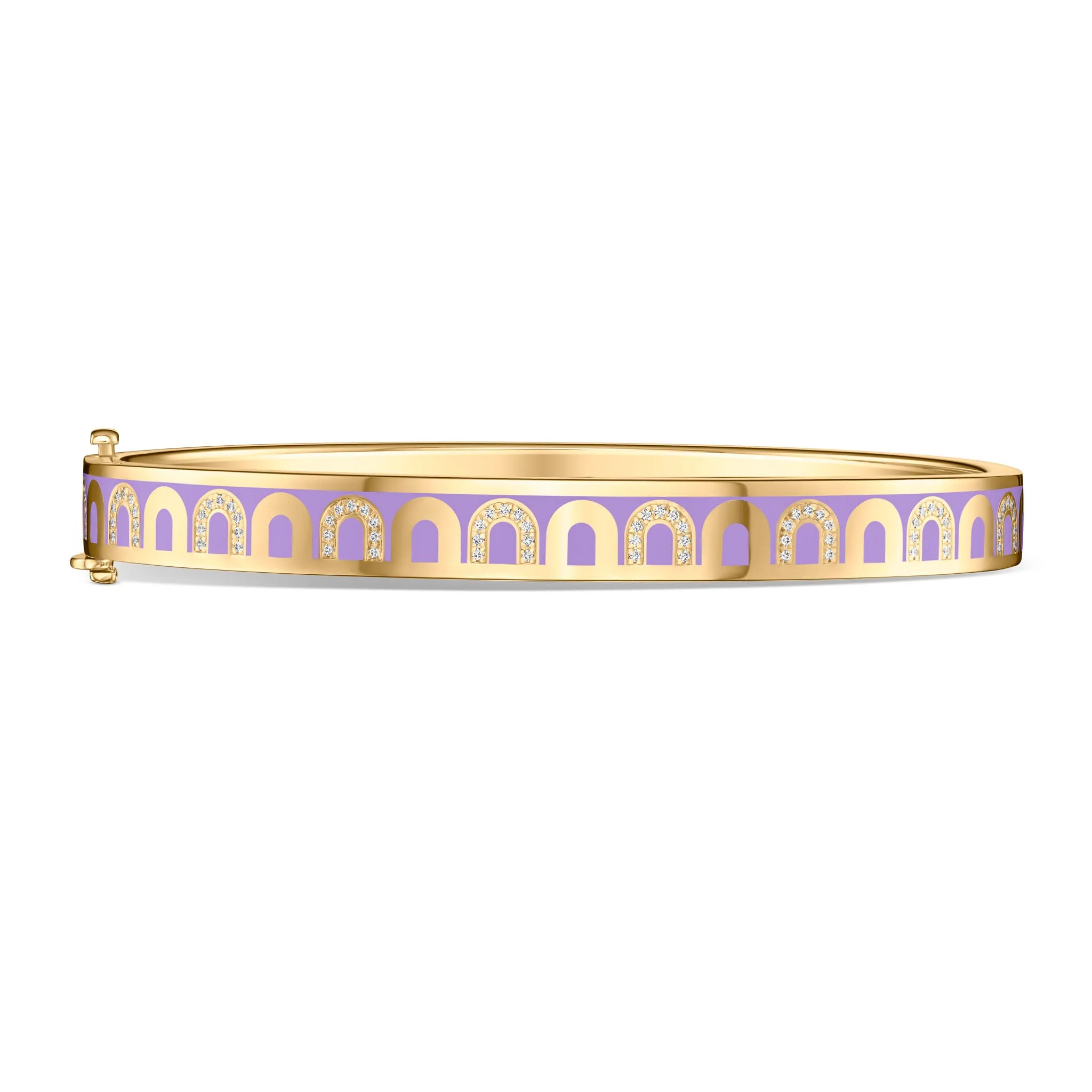 L'Arc de DAVIDOR Bangle PM, 18k Yellow Gold with Lacquered Ceramic and Colonnato Diamonds