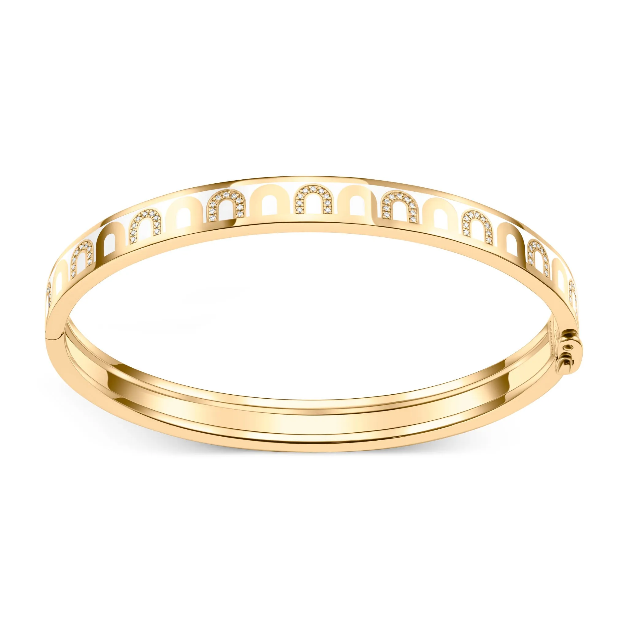 L'Arc de DAVIDOR Bangle PM, 18k Yellow Gold with Lacquered Ceramic and Colonnato Diamonds