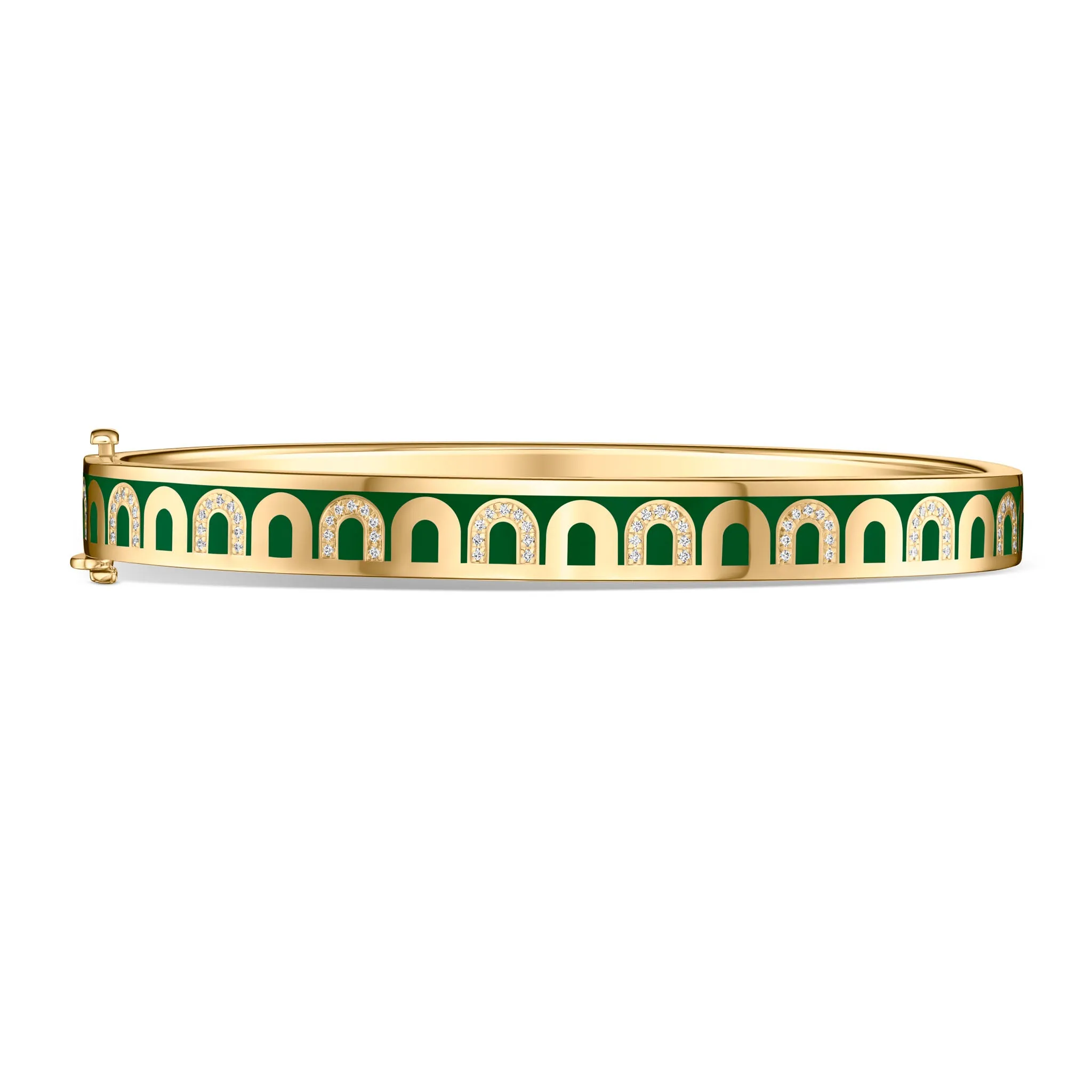 L'Arc de DAVIDOR Bangle PM, 18k Yellow Gold with Lacquered Ceramic and Colonnato Diamonds